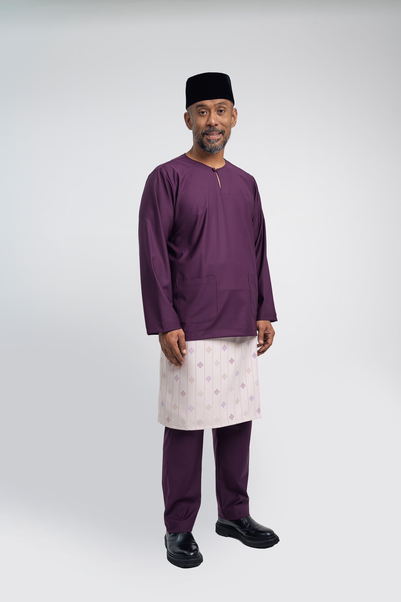 Patawali Modern Fit Baju Melayu Teluk Belanga - Dark Purple