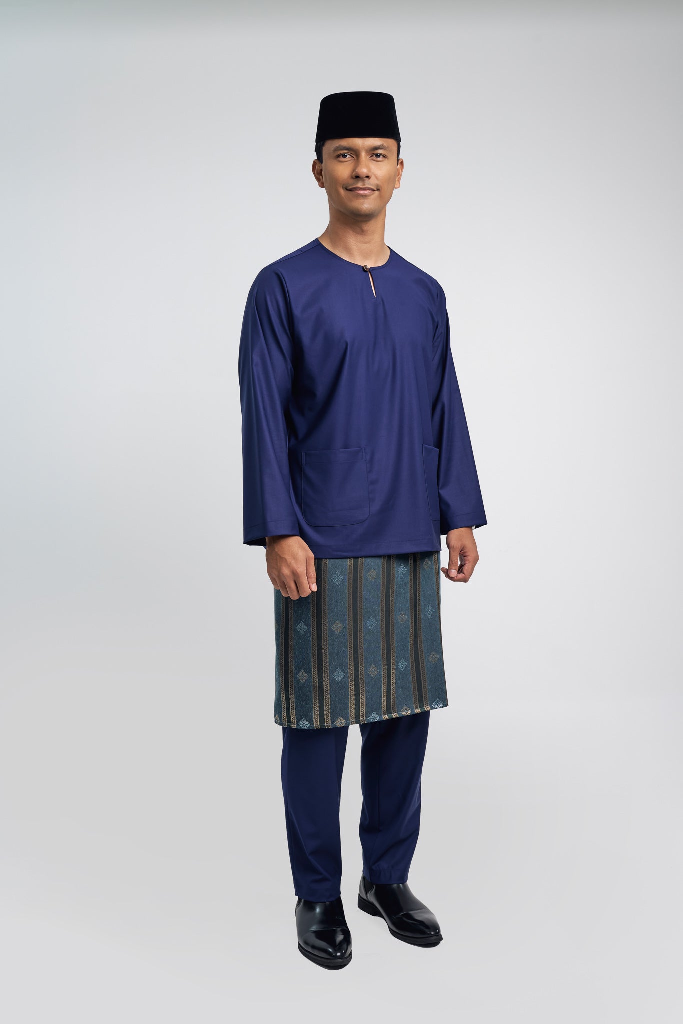 Patawali Modern Fit Baju Melayu Teluk Belanga - Dark Navy