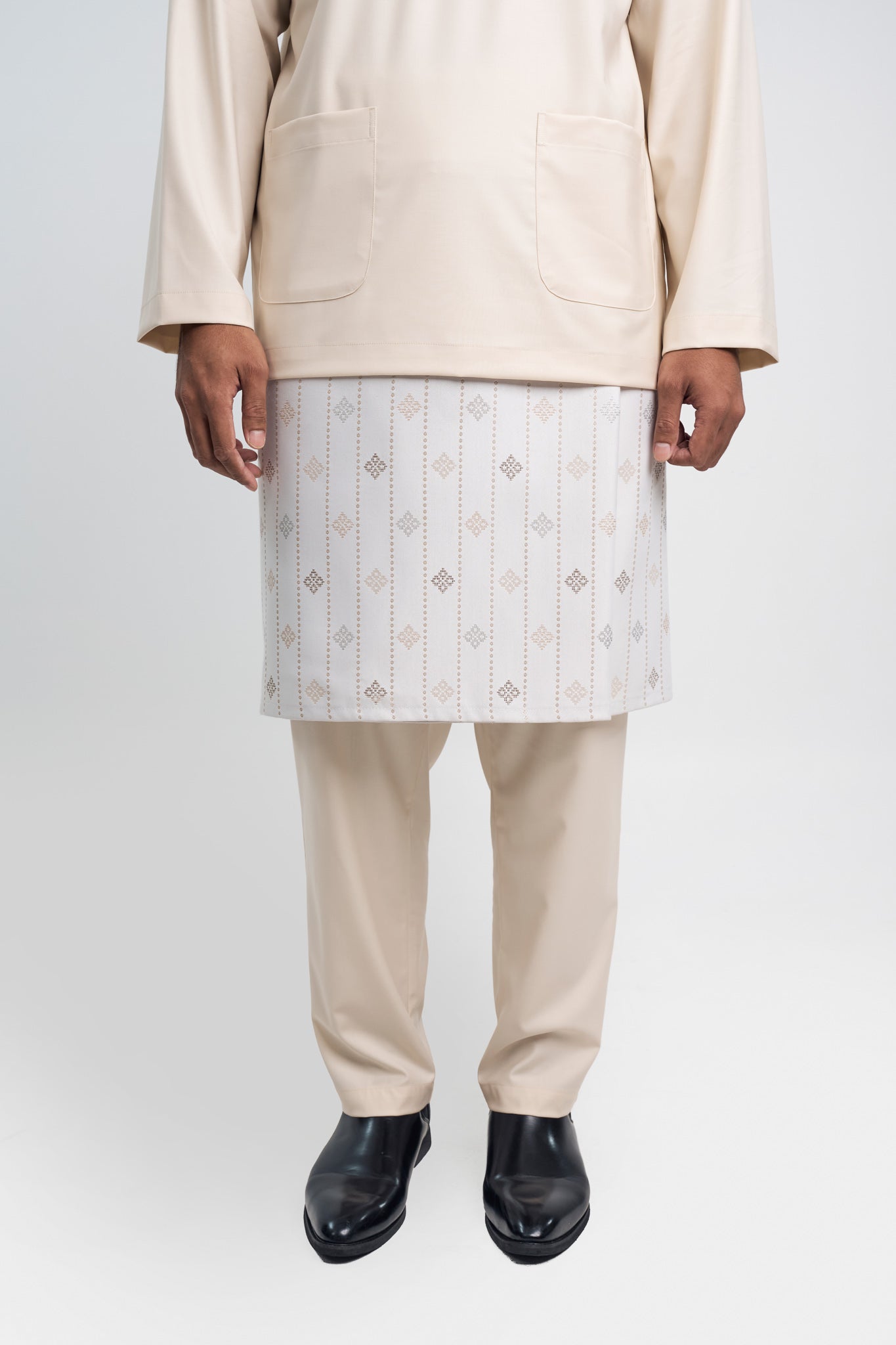 Patawali Modern Fit Baju Melayu Teluk Belanga - Ecru Beige