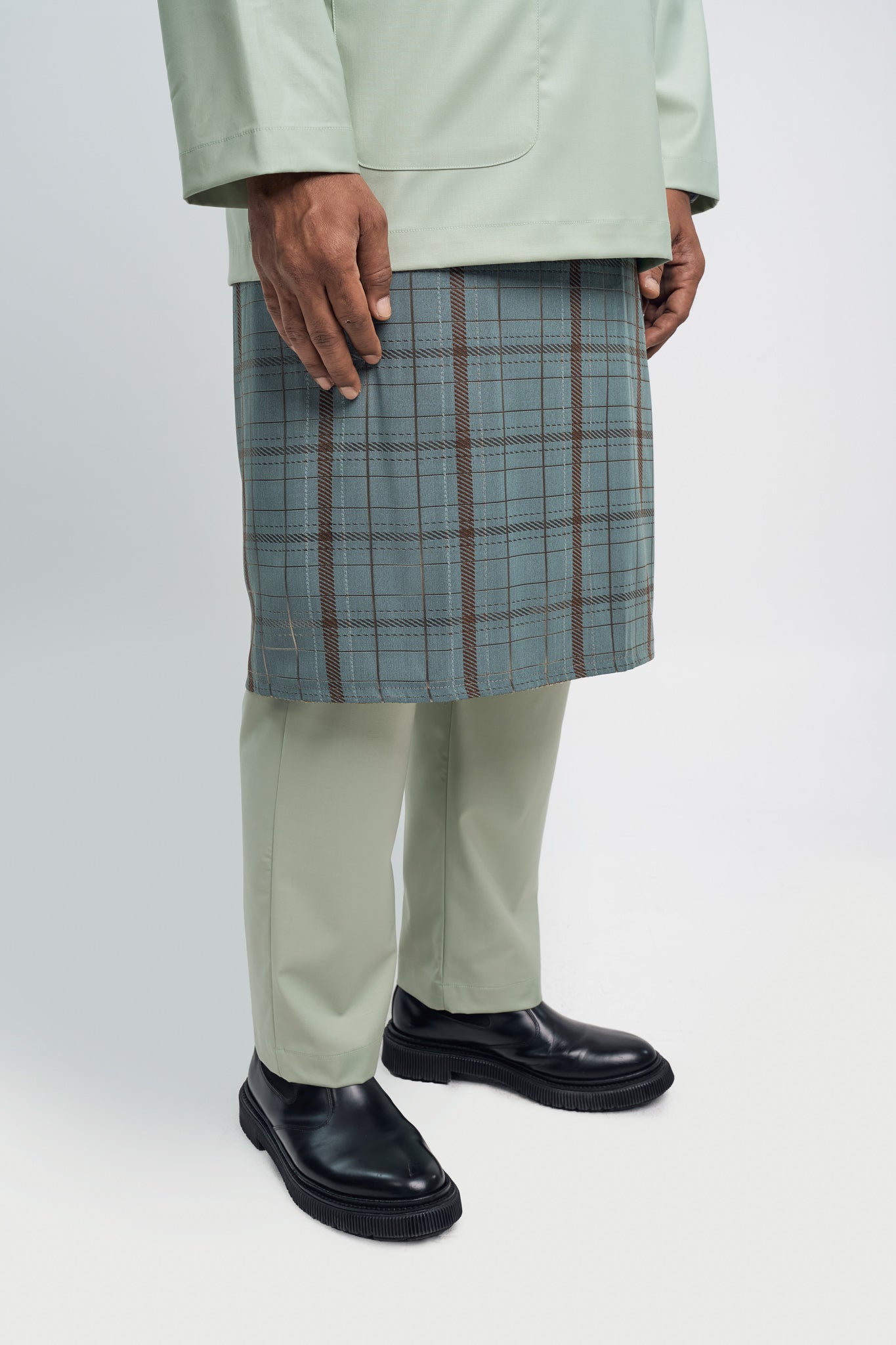 Patawali Modern Fit Baju Melayu Teluk Belanga - Mint Green