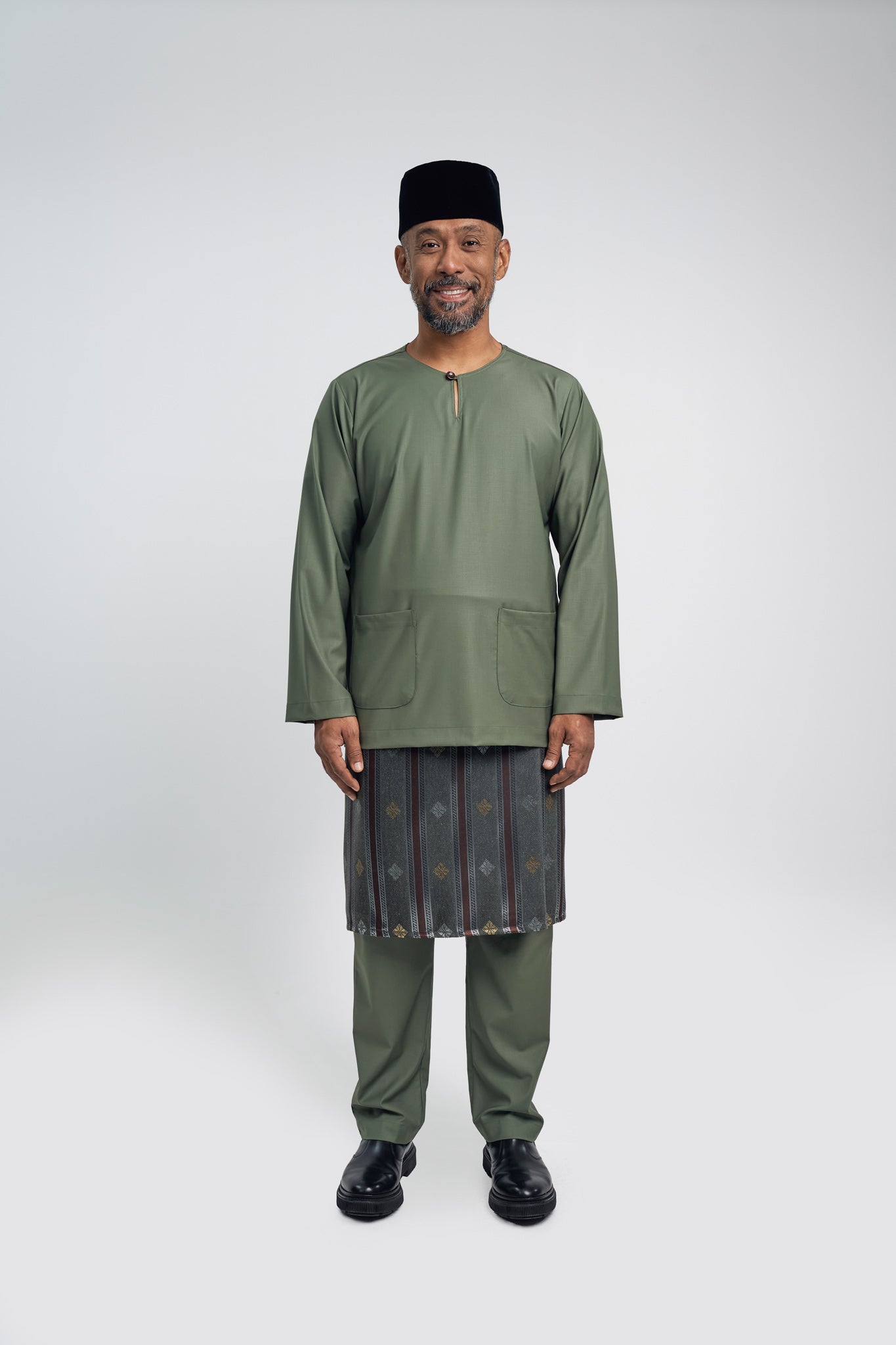 Patawali Modern Fit Baju Melayu Teluk Belanga - Pickle Green