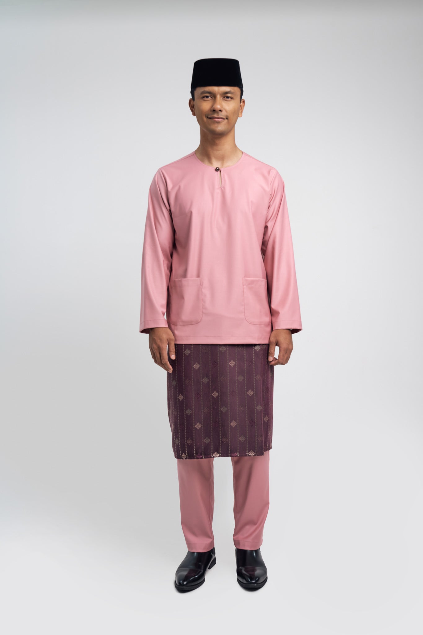 Patawali Modern Fit Baju Melayu Teluk Belanga - Dusty Pink