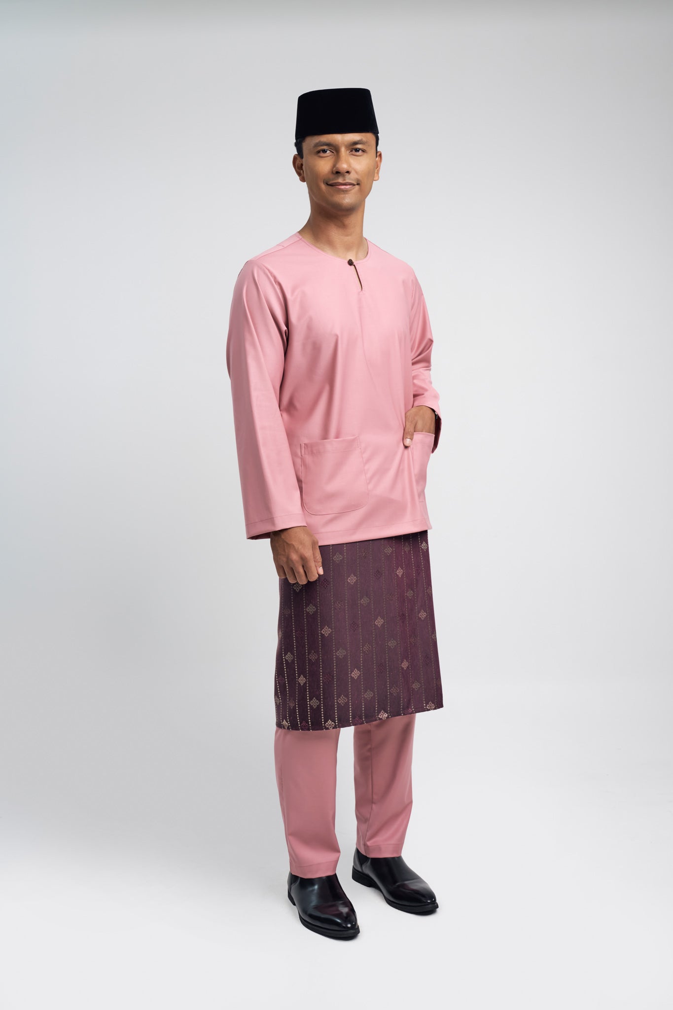 Patawali Modern Fit Baju Melayu Teluk Belanga - Dusty Pink
