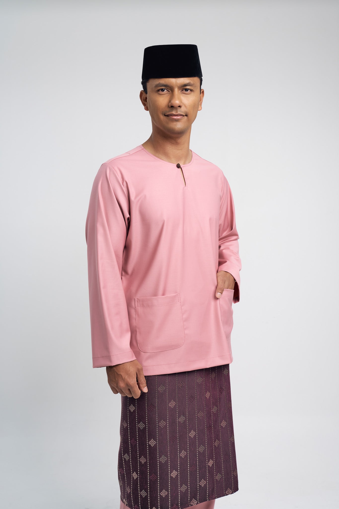 Patawali Modern Fit Baju Melayu Teluk Belanga - Dusty Pink