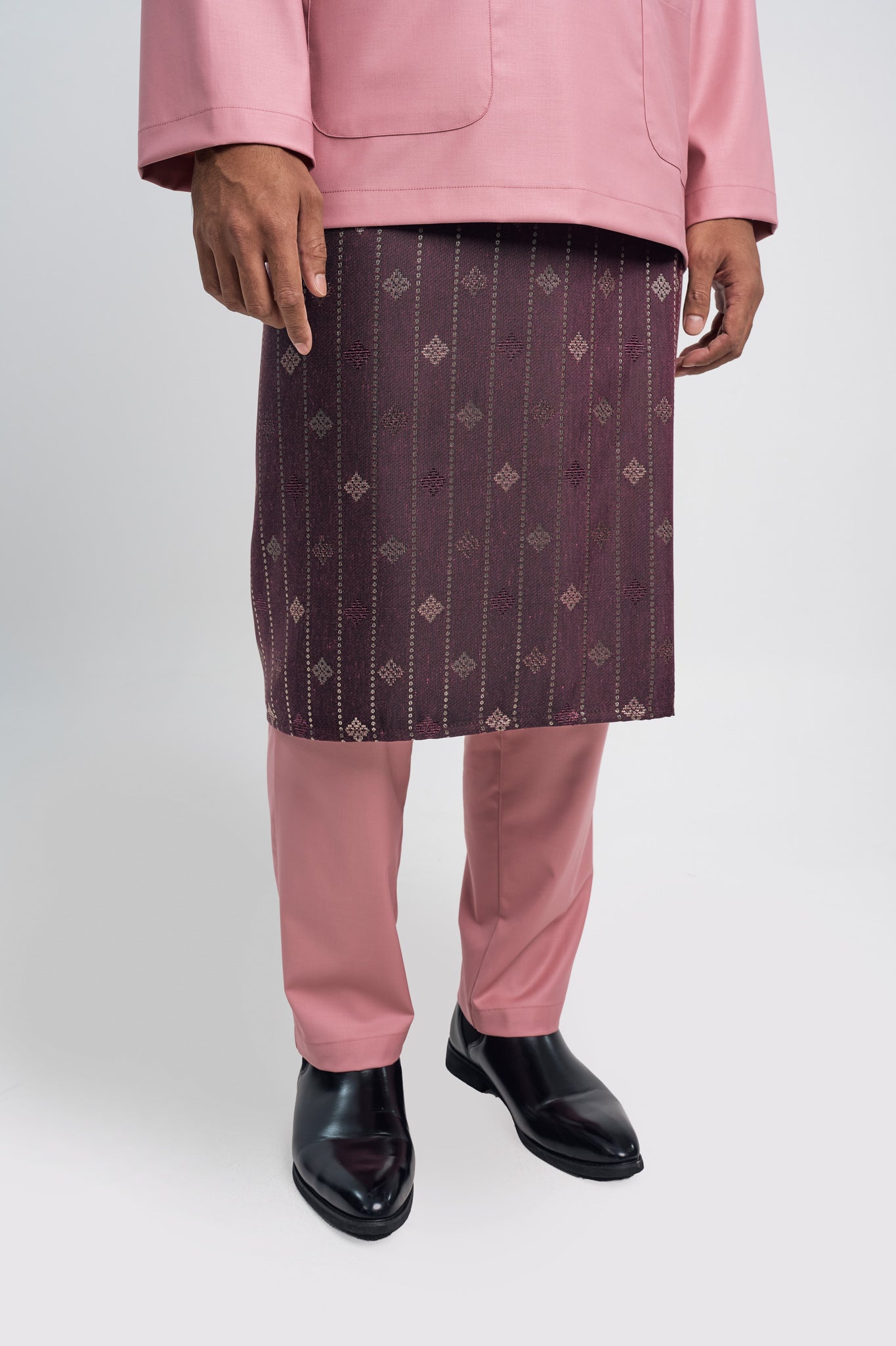 Patawali Modern Fit Baju Melayu Teluk Belanga - Dusty Pink