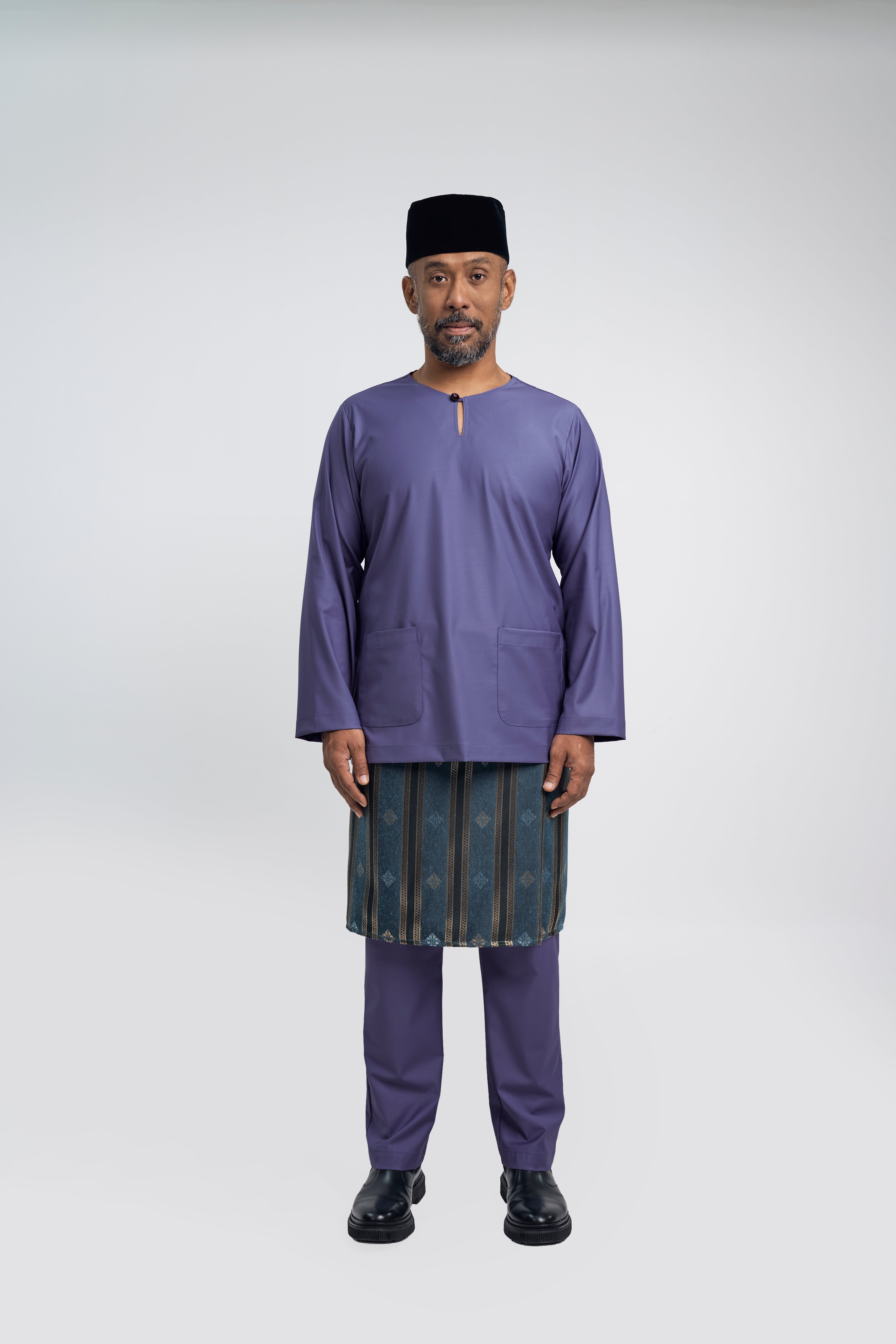 Patawali Modern Fit Baju Melayu Teluk Belanga - Purple Yam