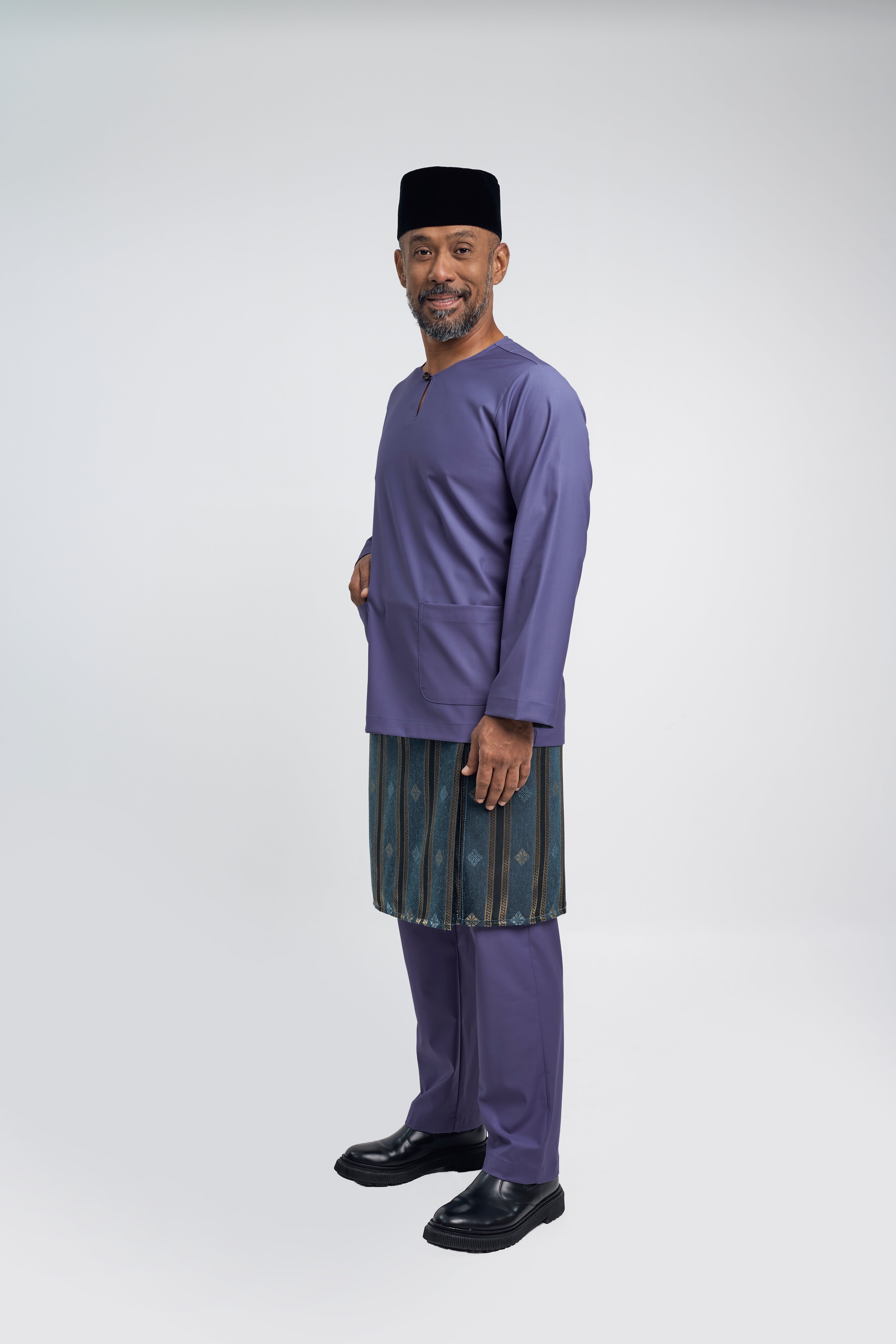 Patawali Modern Fit Baju Melayu Teluk Belanga - Purple Yam