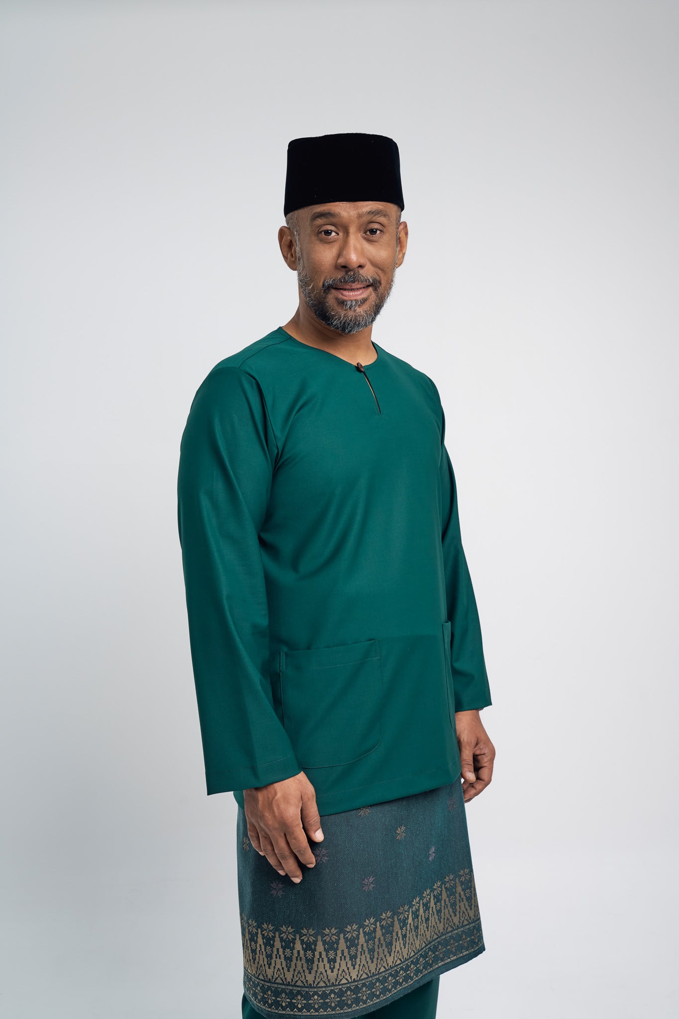 Patawali Modern Fit Baju Melayu Teluk Belanga - Emerald Green