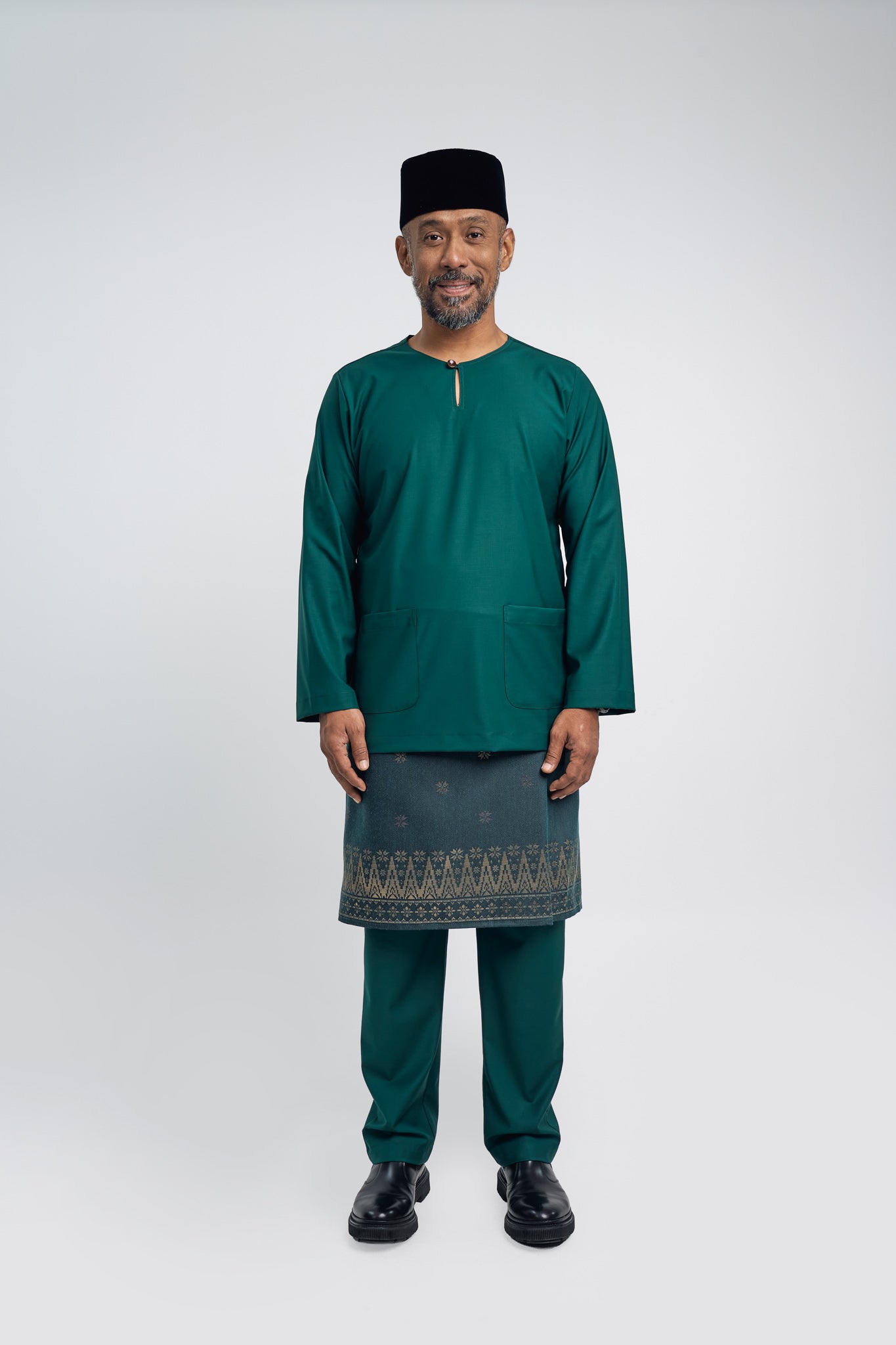 Patawali Modern Fit Baju Melayu Teluk Belanga - Emerald Green