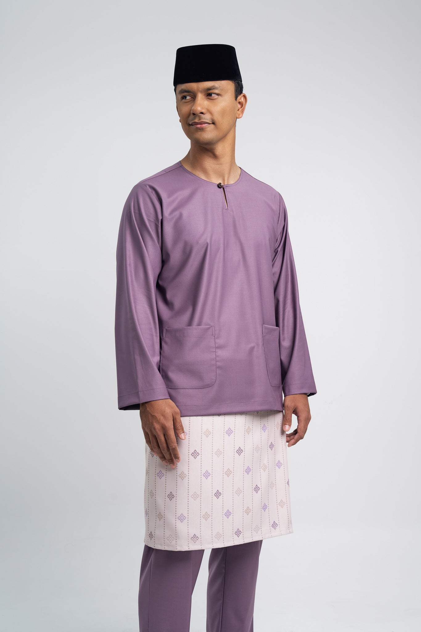 Patawali Modern Fit Baju Melayu Teluk Belanga - Dusty Lilac