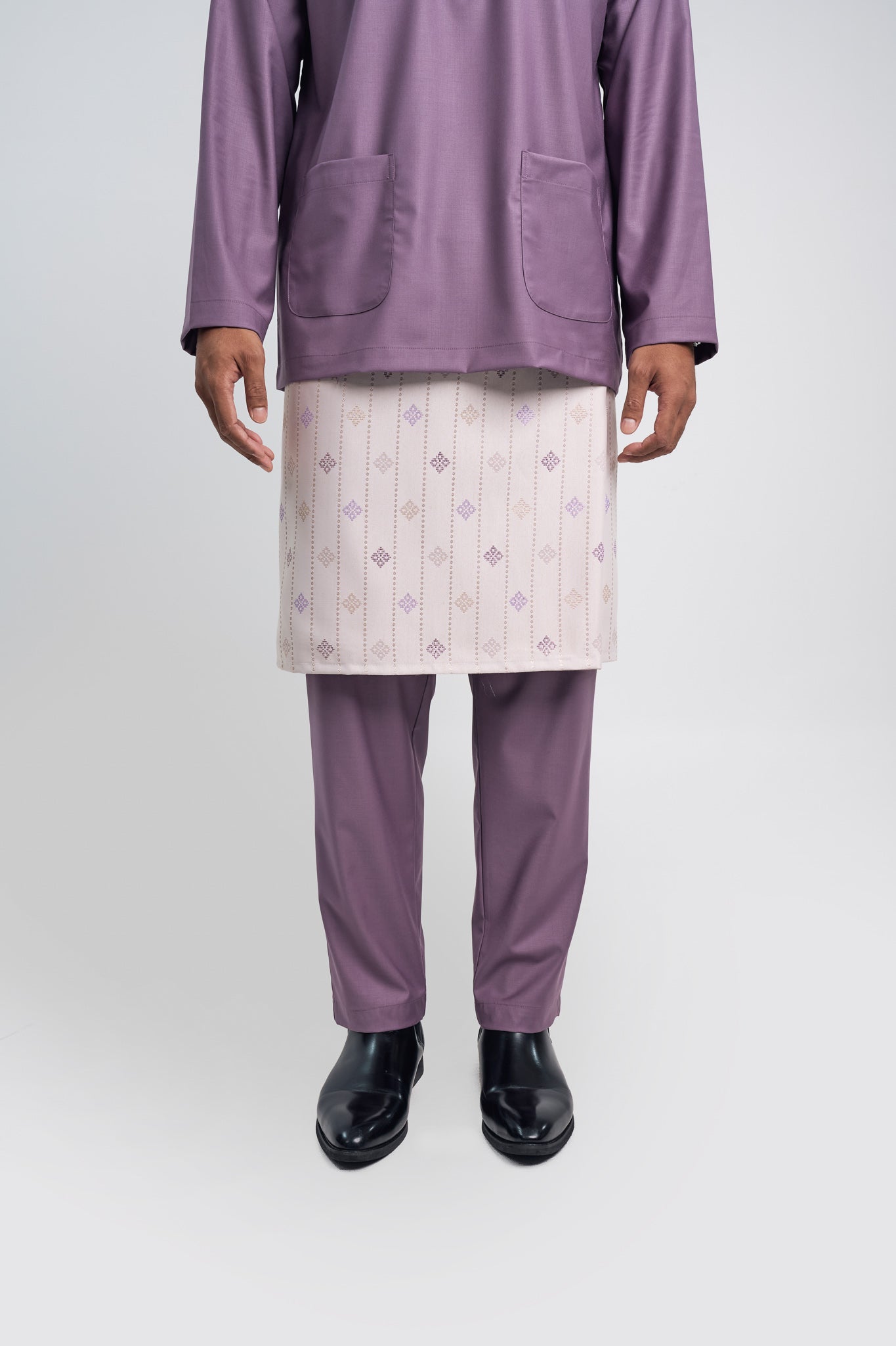 Patawali Modern Fit Baju Melayu Teluk Belanga - Dusty Lilac