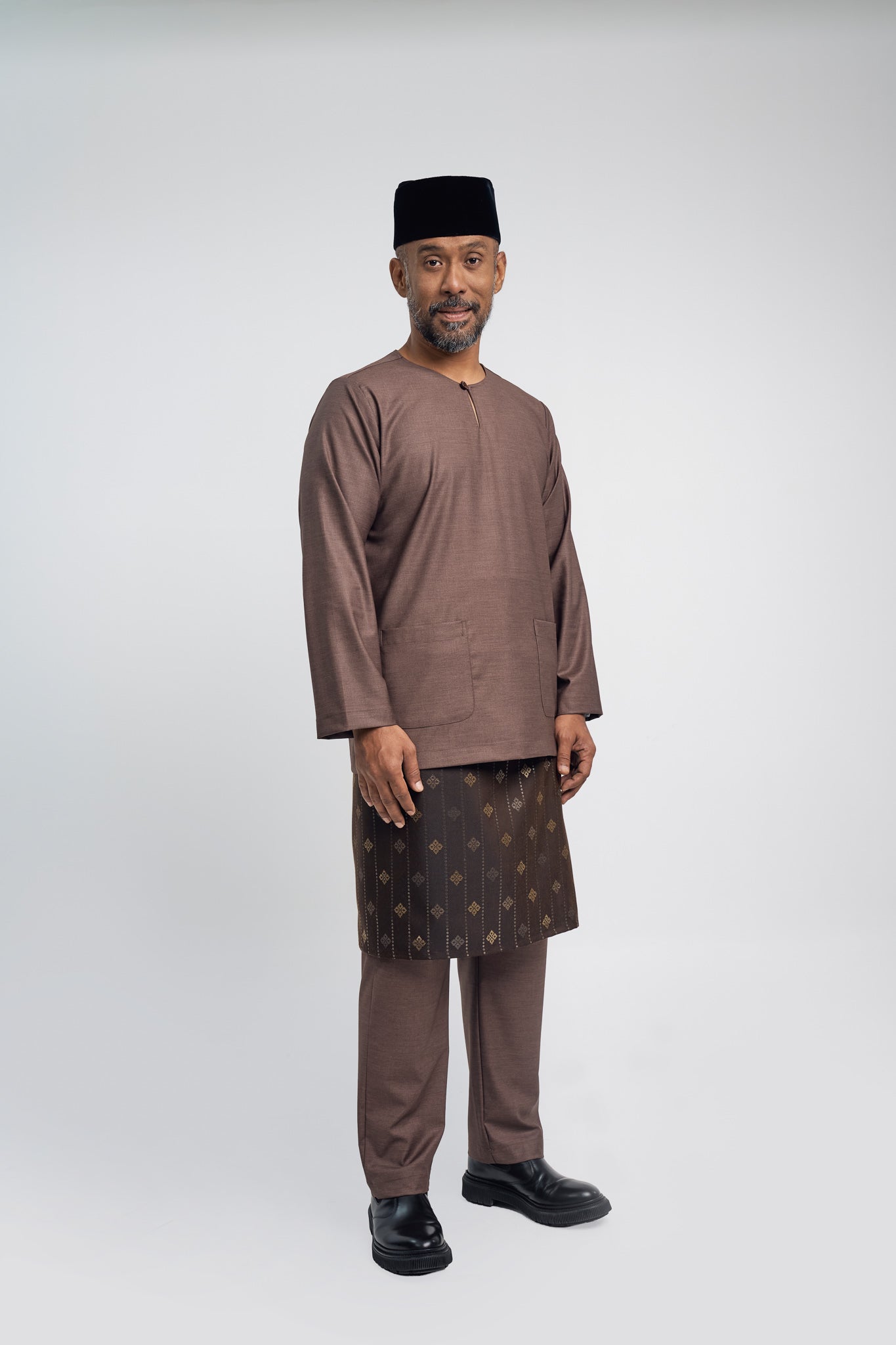 Patawali Modern Fit Baju Melayu Teluk Belanga - Espresso