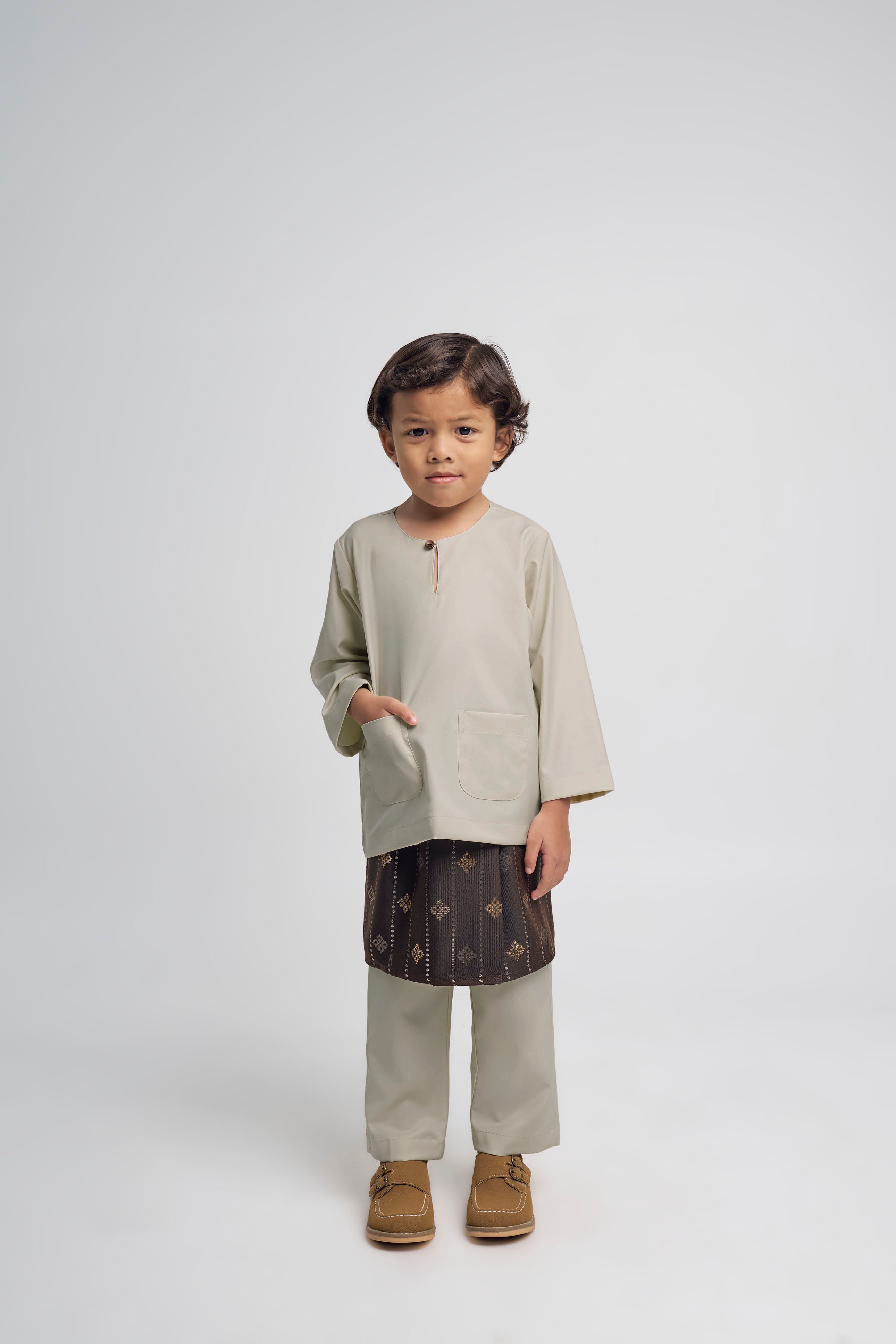 Patawali Boys Baju Melayu Teluk Belanga - Light Khaki