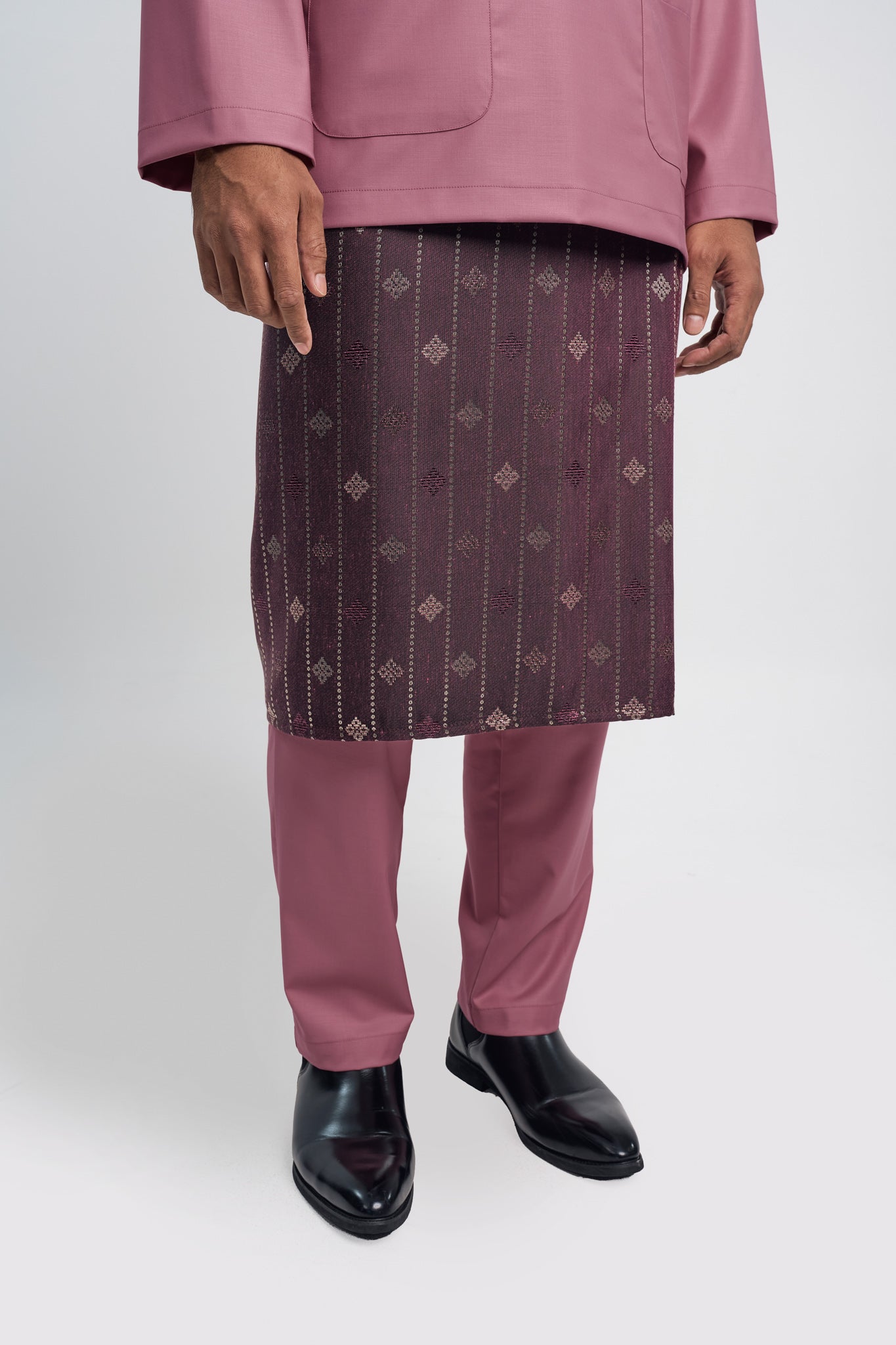 Patawali Modern Fit Baju Melayu Teluk Belanga - Pink Belacan