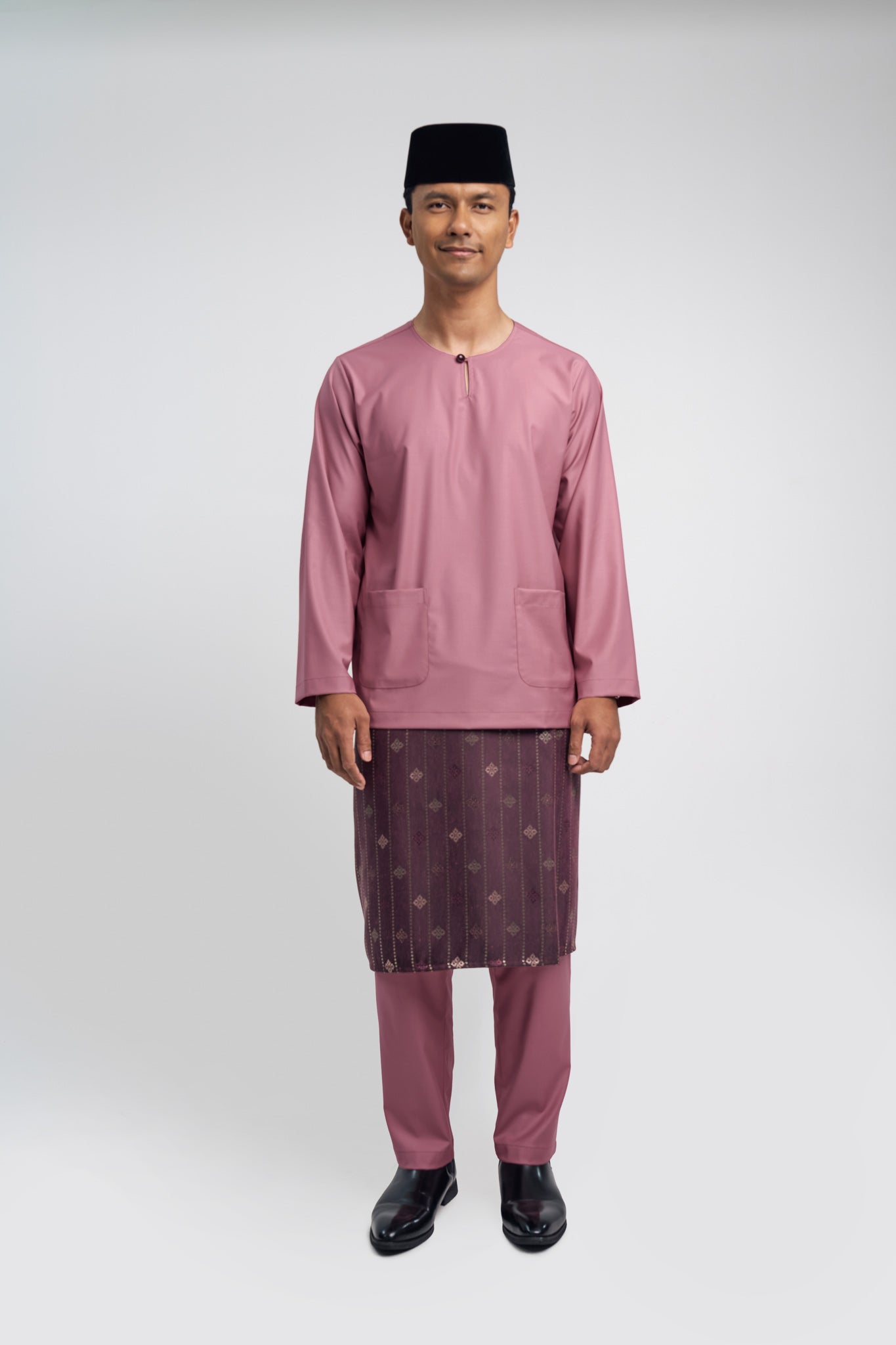 Patawali Modern Fit Baju Melayu Teluk Belanga - Pink Belacan