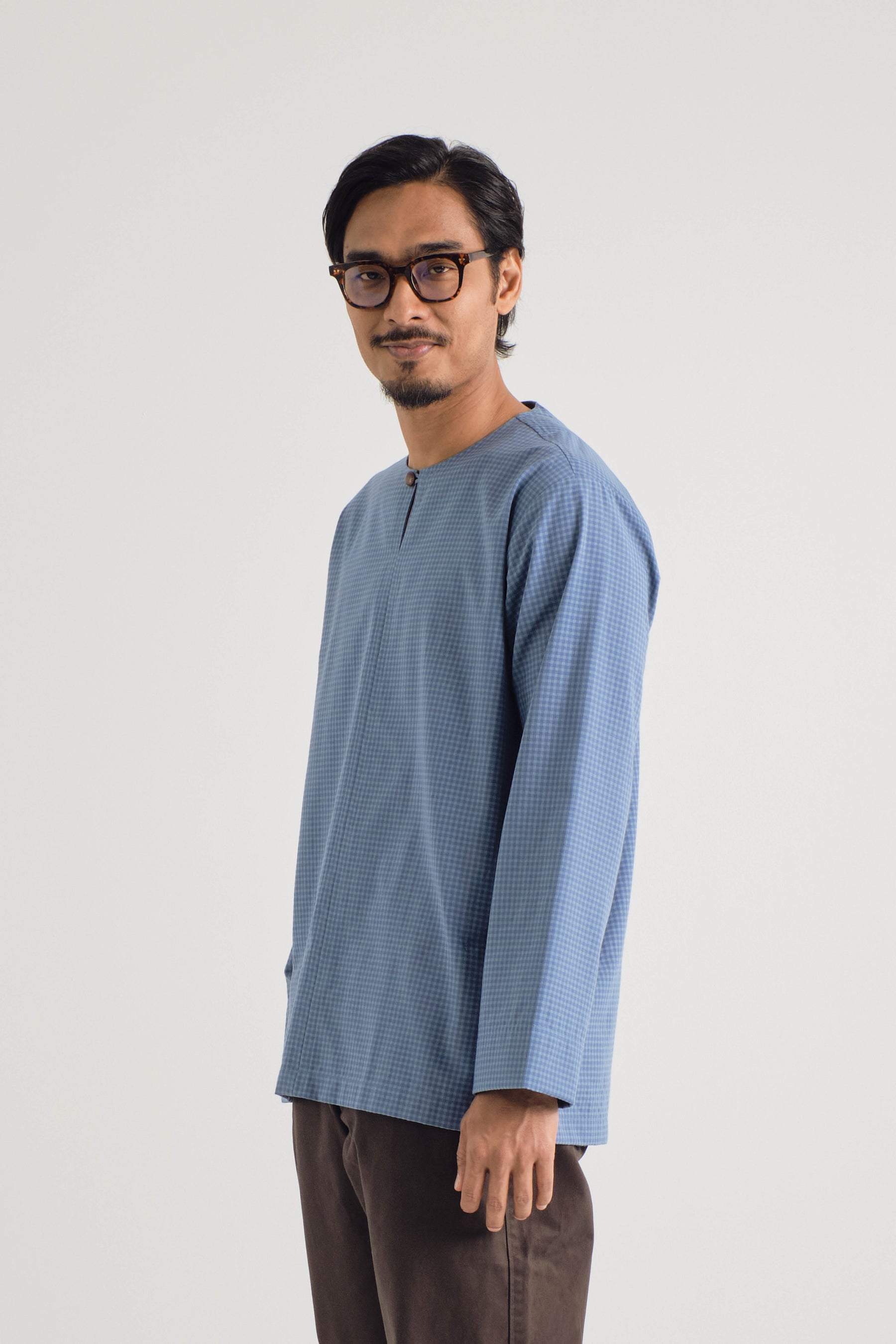 Jalenan Modern Fit Top - Plaid Blue