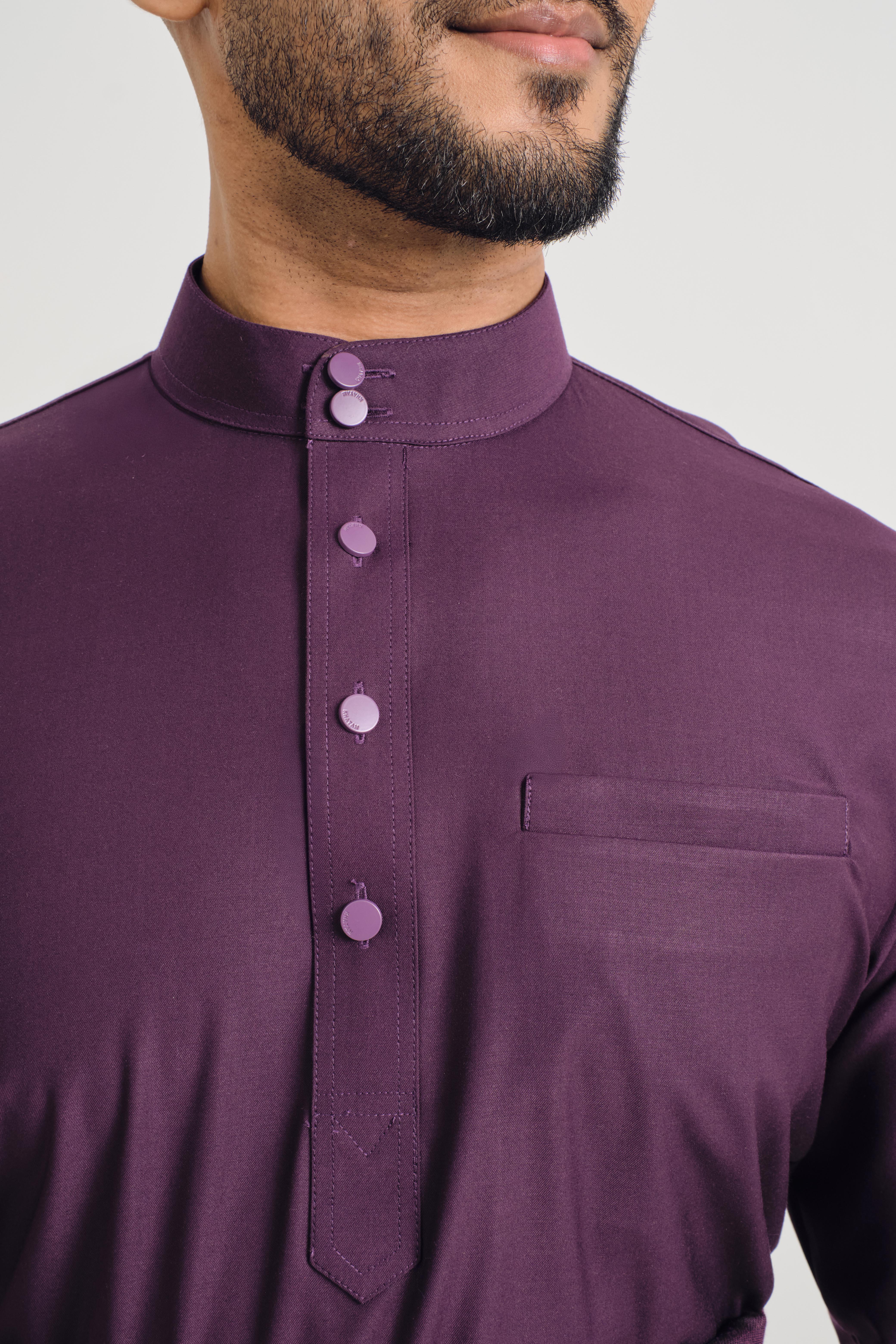 Patawali Baju Melayu Cekak Musang - Dark Purple