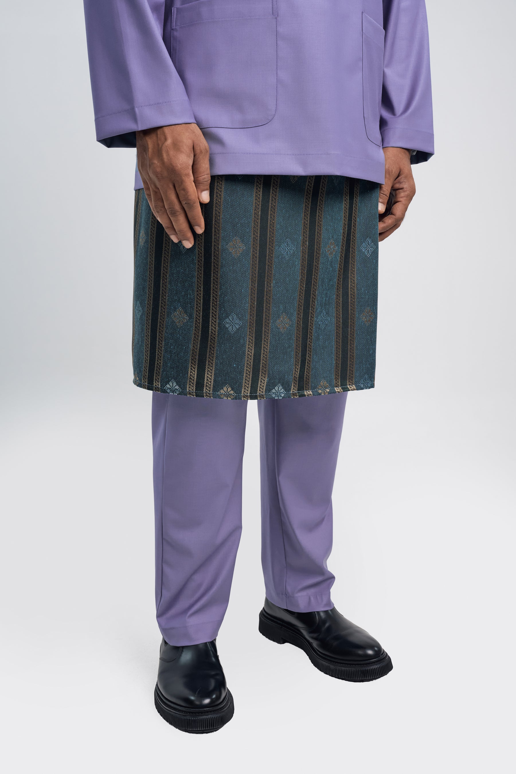 Patawali Modern Fit Baju Melayu Teluk Belanga - Purple Yam
