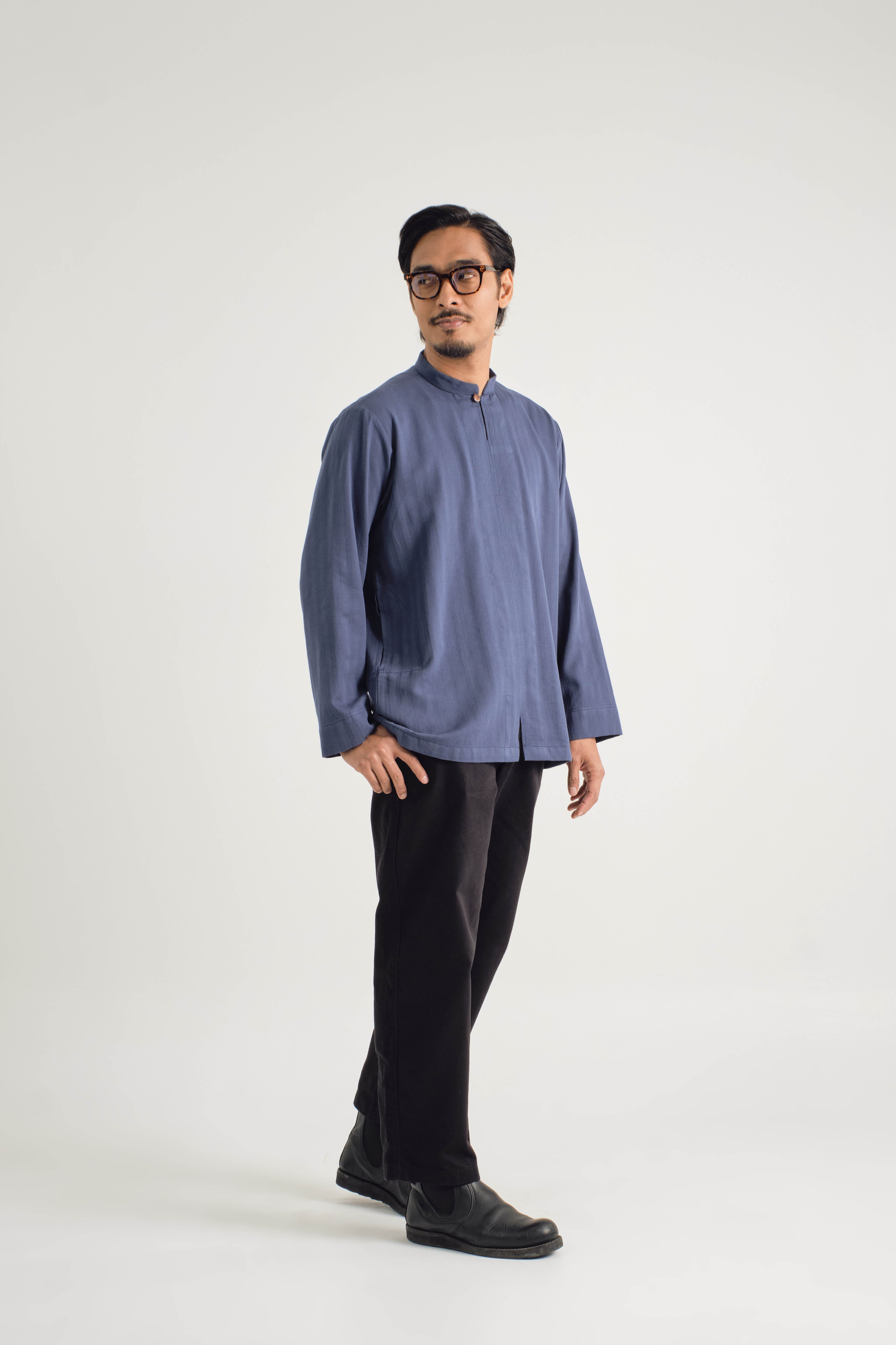 Jalenan Modern Fit Collared Top - Riverside Blue