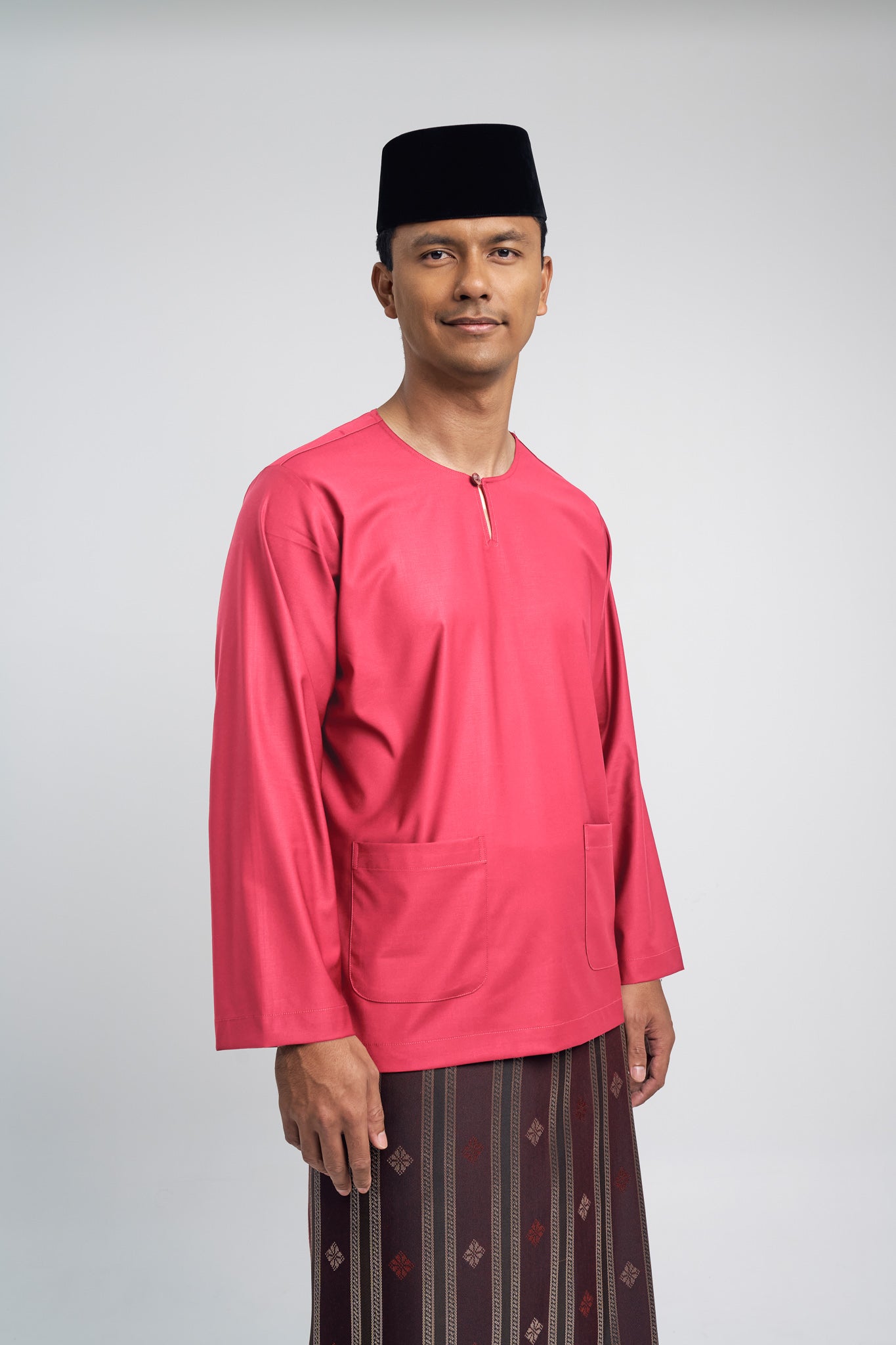 Patawali Modern Fit Baju Melayu Teluk Belanga - Rose Red