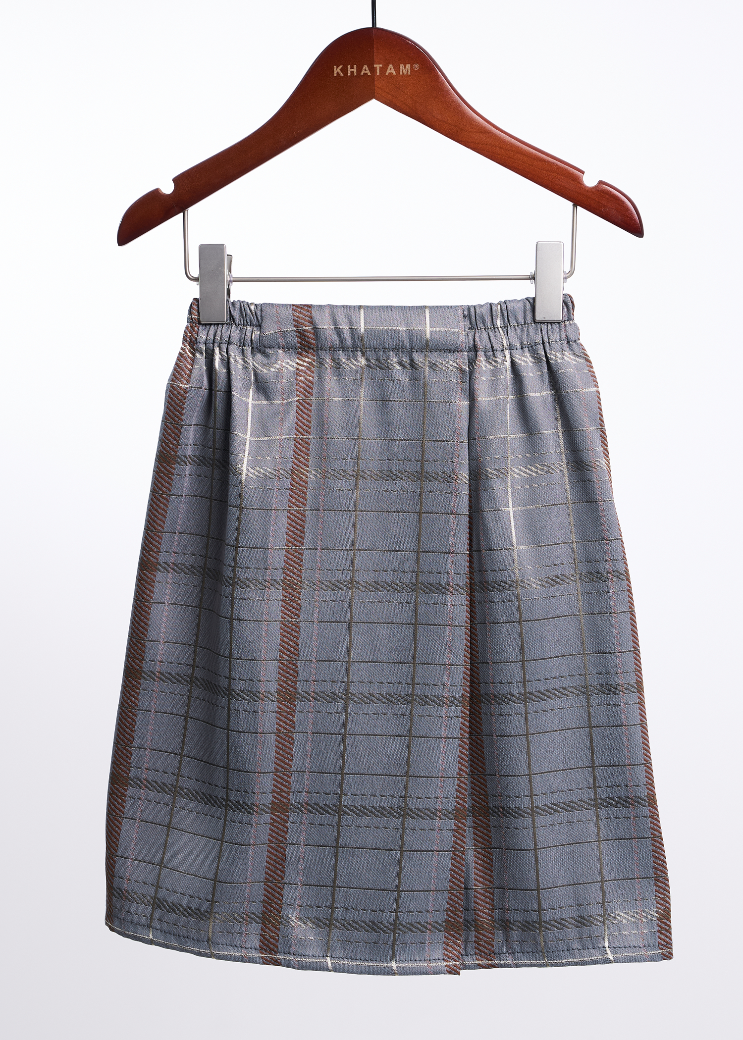 Boys Samping Larik Kekisi - Kelabu