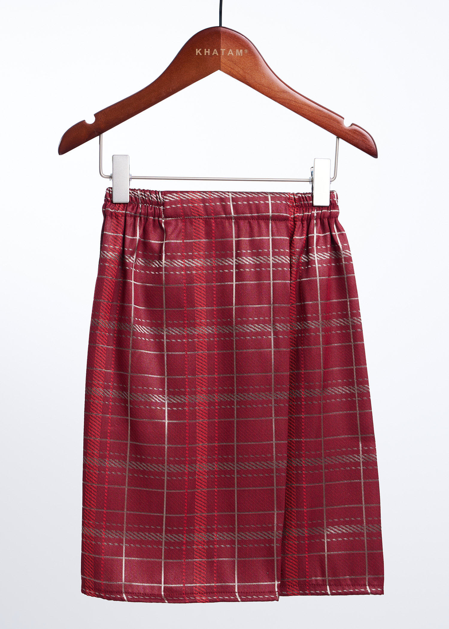 Boys Samping Larik Kekisi - Merah Hati