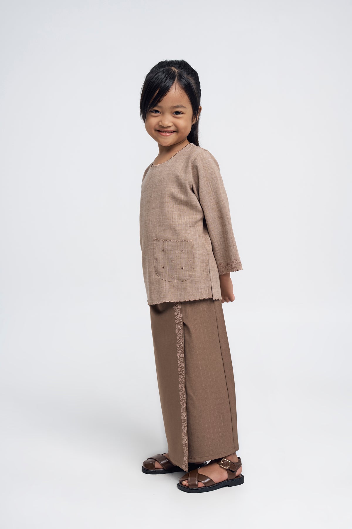 Setanjong Girls Baju Kurung - Brown