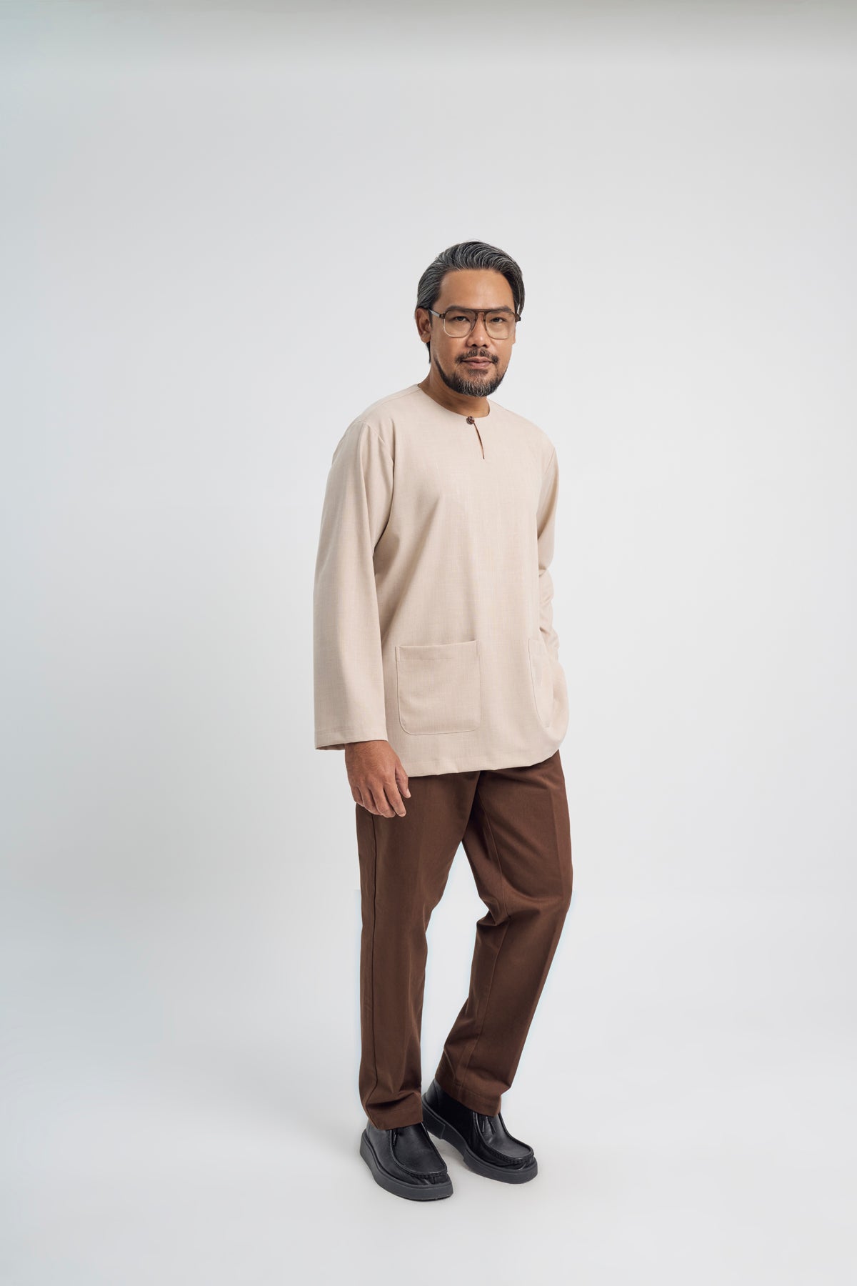 Setanjong Loose Fit Men Top - Beige