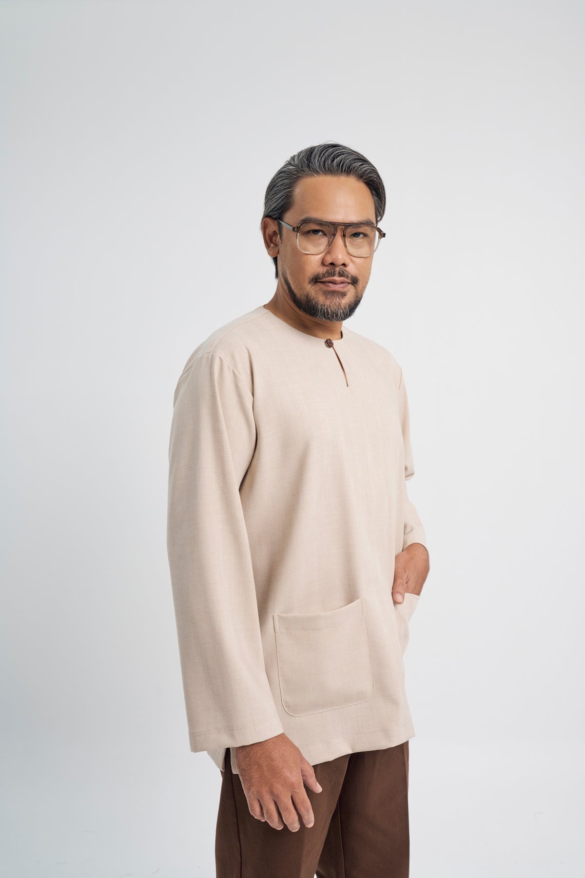 Setanjong Loose Fit Men Top - Beige