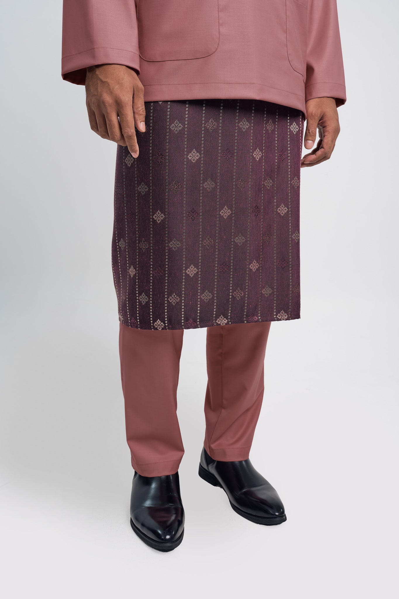 Patawali Modern Fit Baju Melayu Teluk Belanga - Smokey Pink
