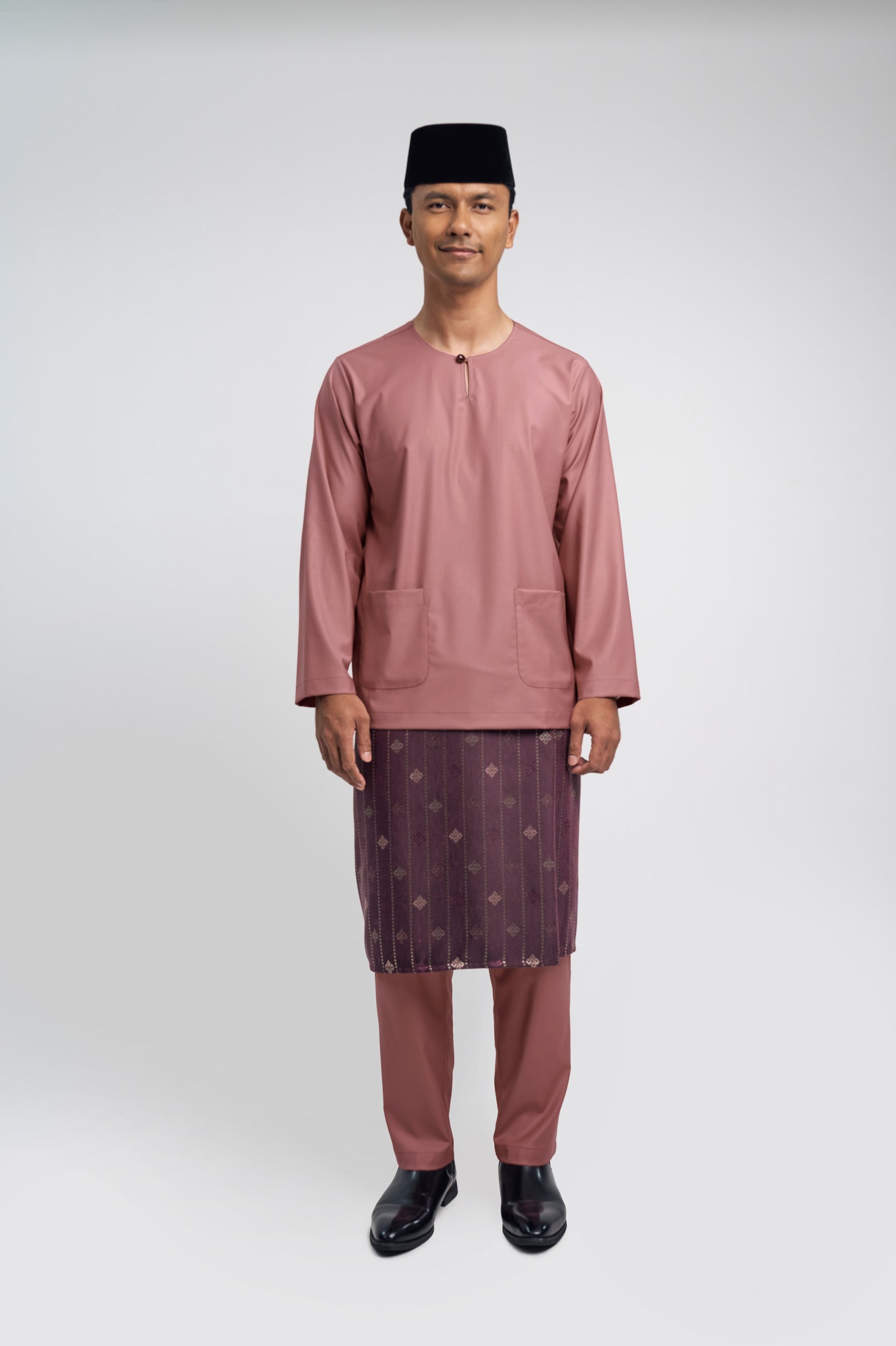 Patawali Modern Fit Baju Melayu Teluk Belanga - Smokey Pink