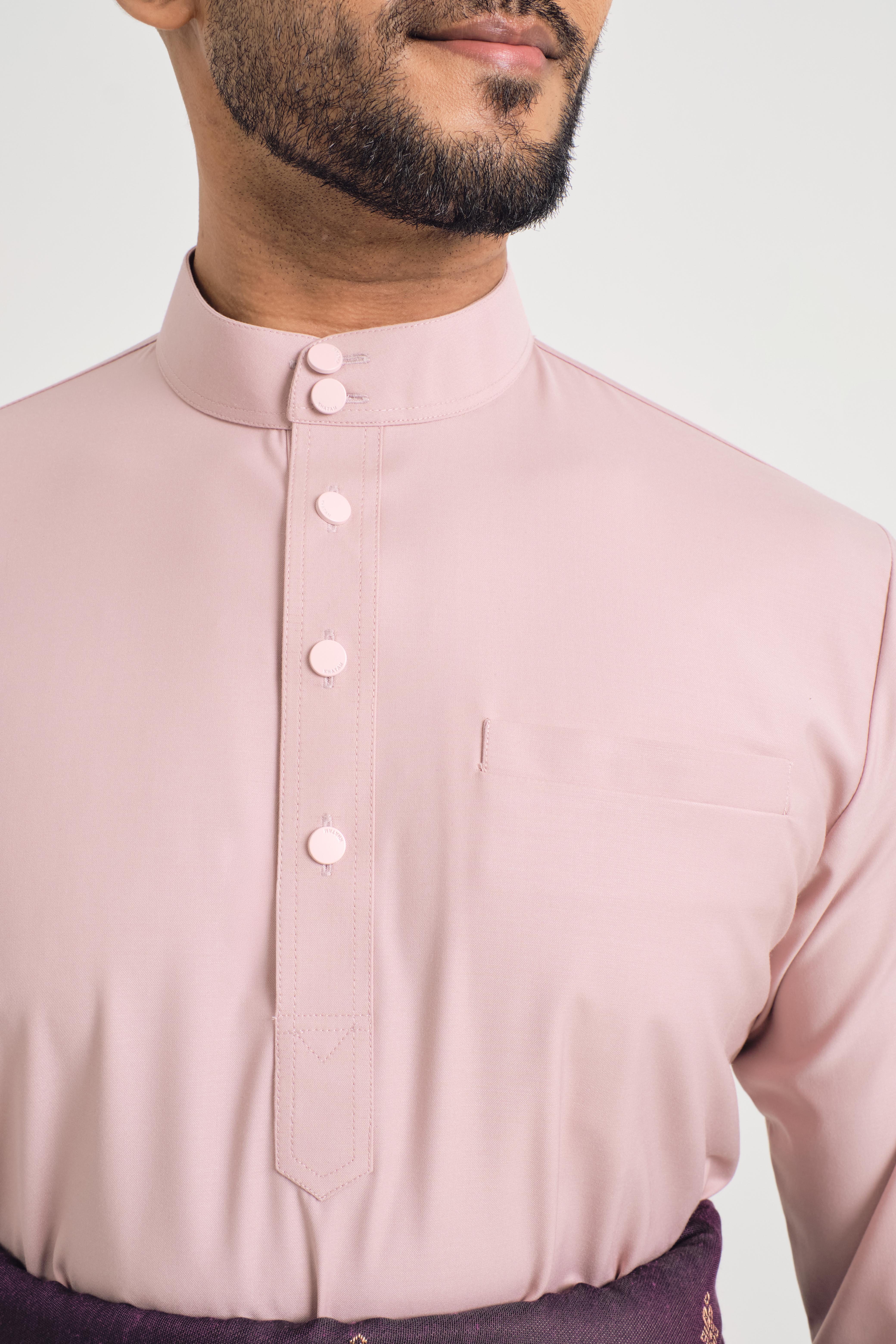 Patawali Baju Melayu Cekak Musang - Soft Pink