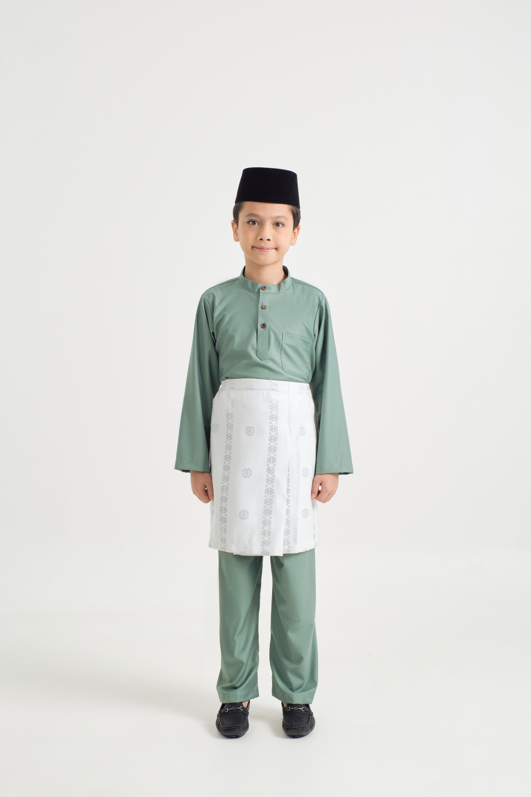 Patawali Boys Baju Melayu Cekak Musang - Soft Teal Green