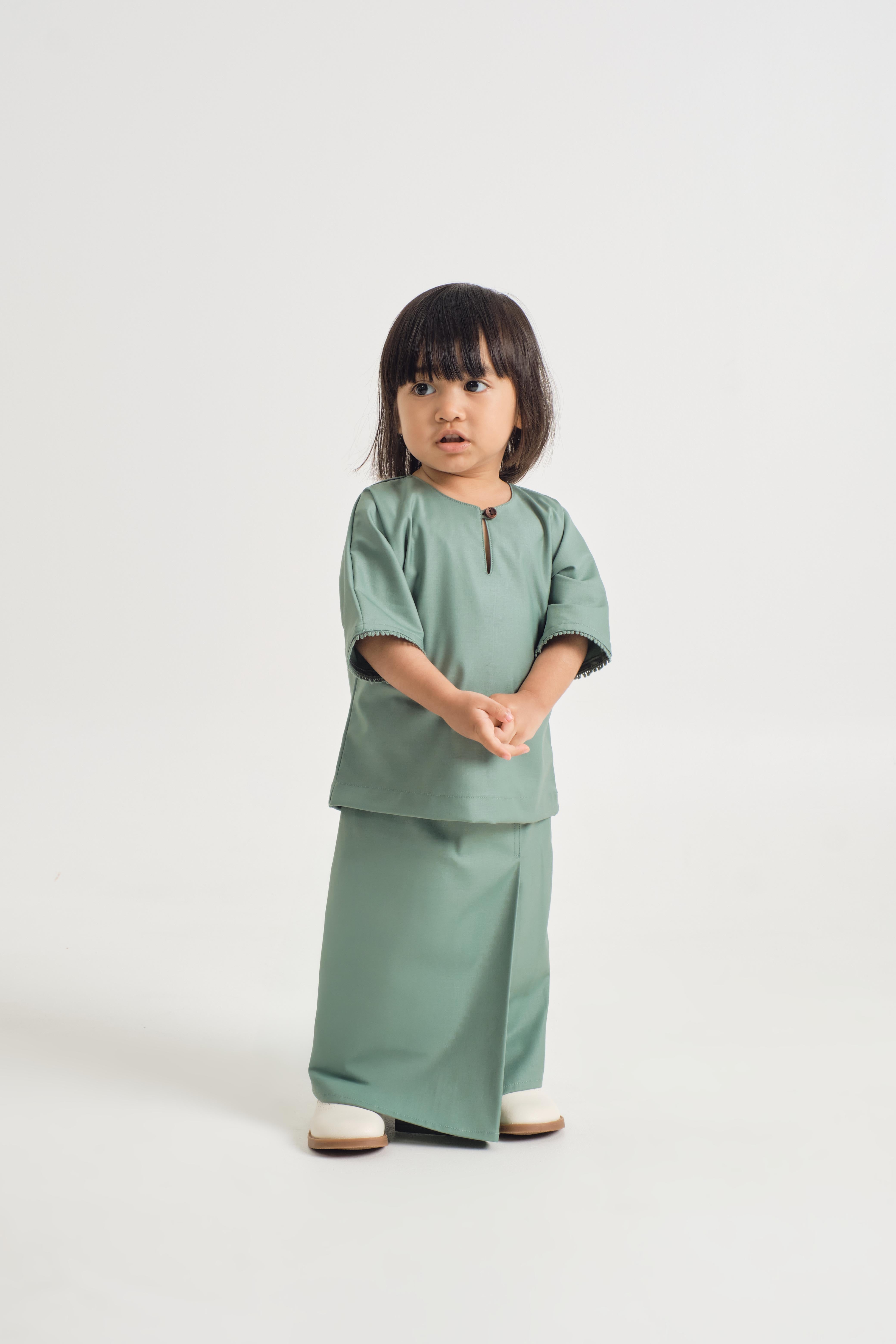 Patawali Baby Girls Baju Kurung - Soft Teal Green