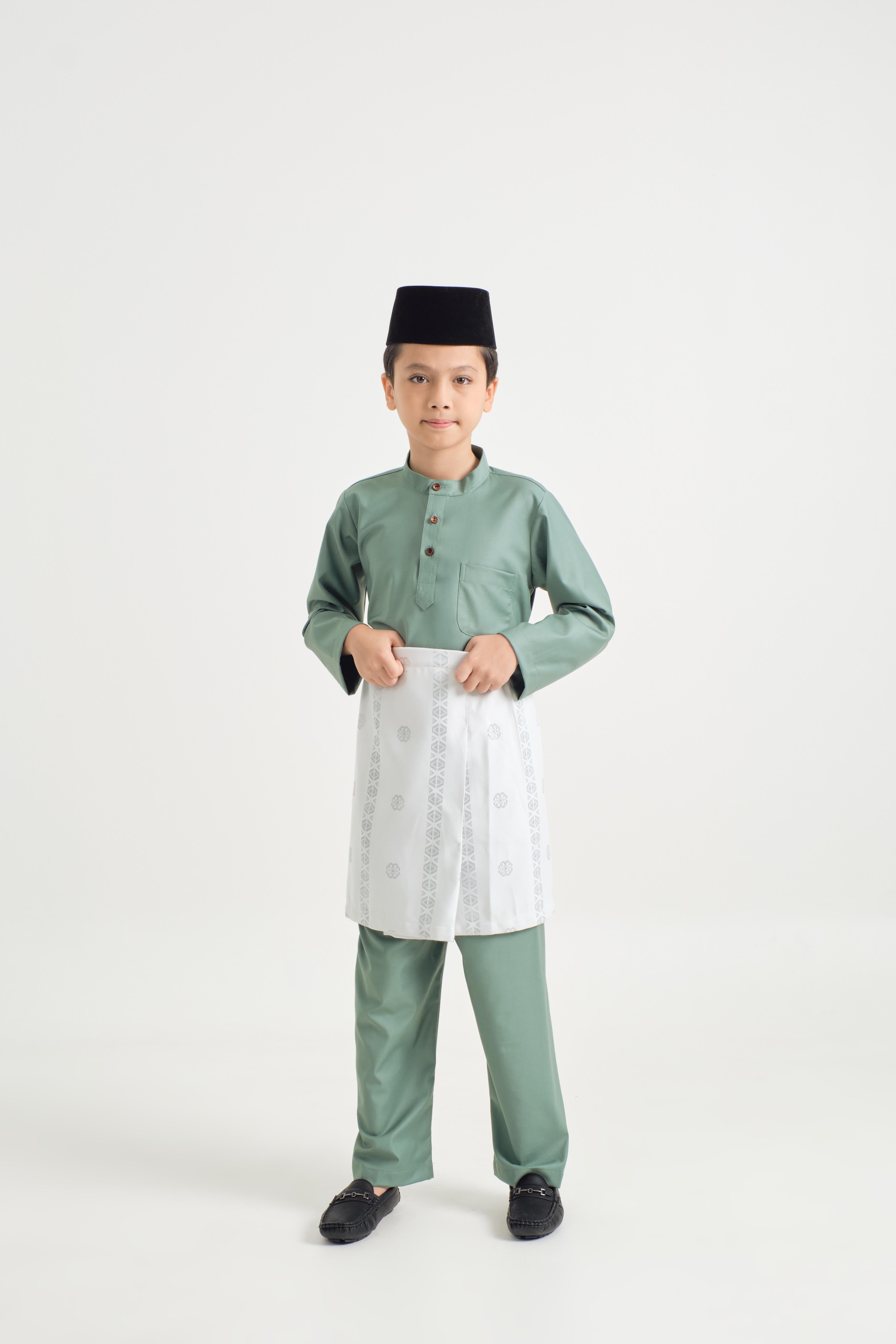 Patawali Boys Baju Melayu Cekak Musang - Soft Teal Green