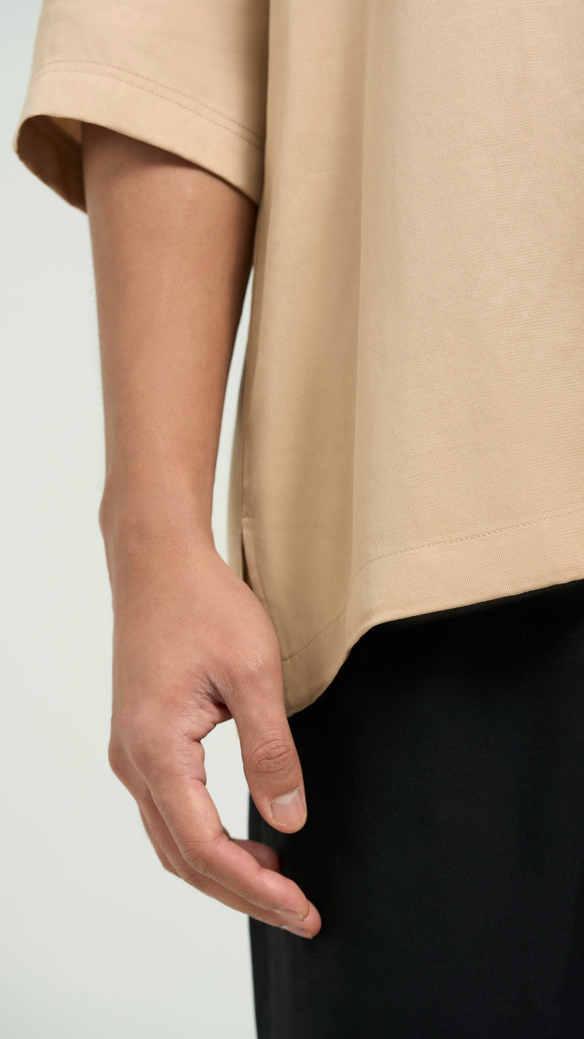 Tasor Loose Fit Open Collar Top - Brown