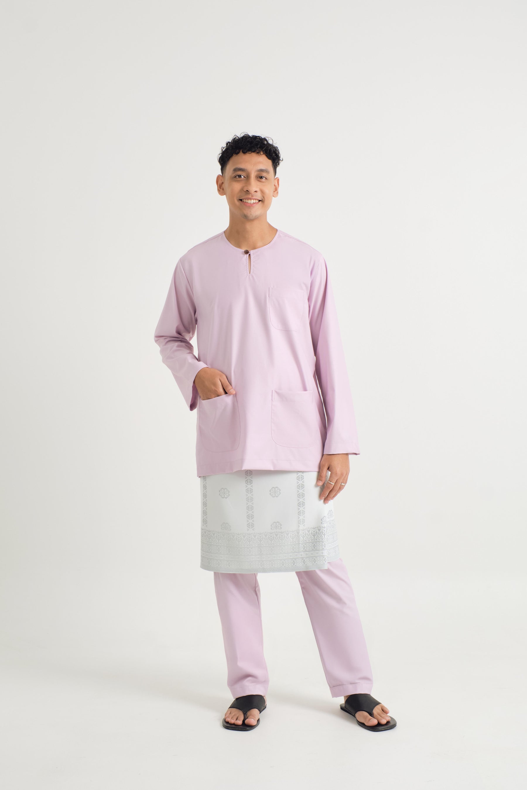 Patawali Classic Fit Baju Melayu Teluk Belanga - Thistle Purple