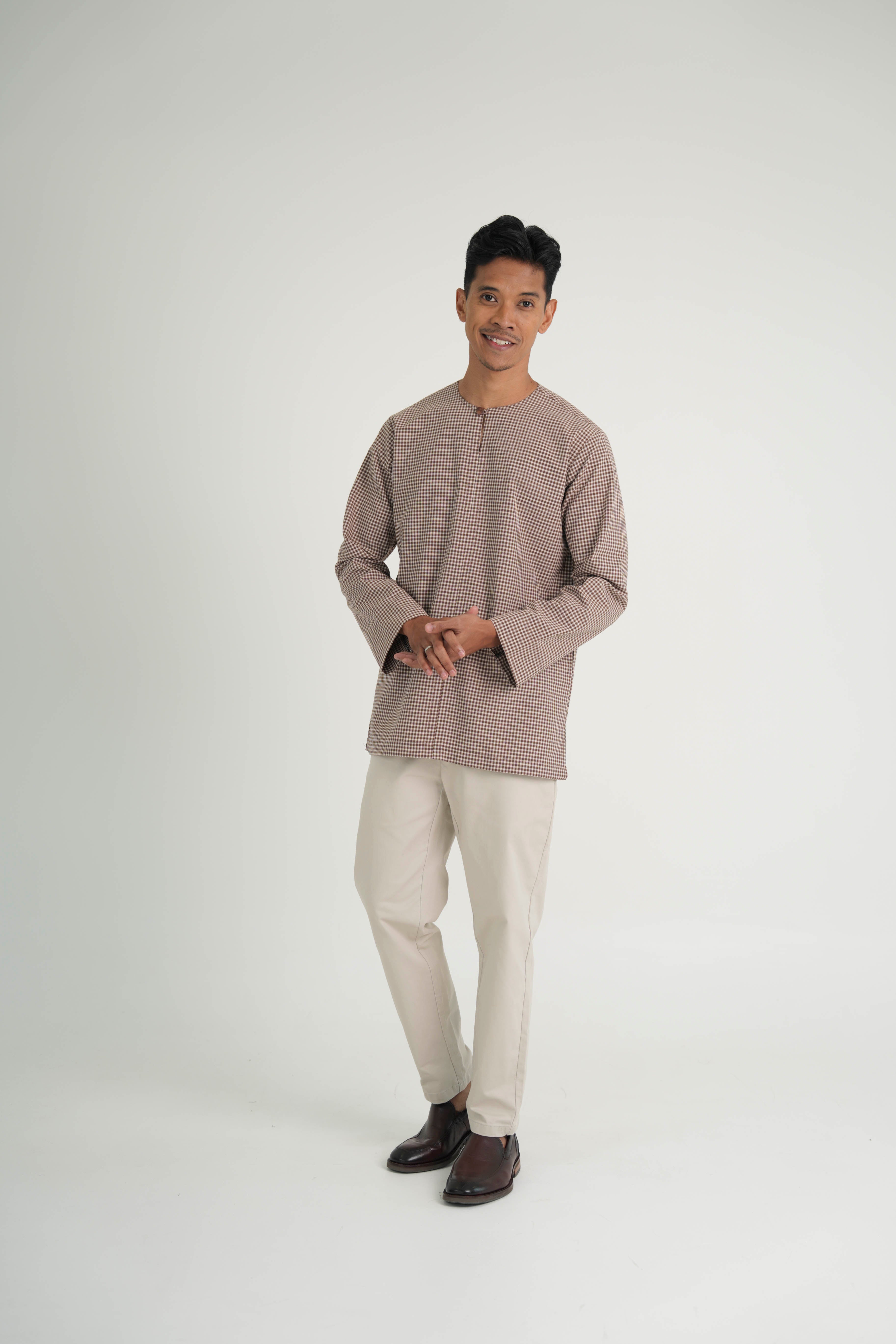 Jalenan Modern Fit Top - Plaid Brown