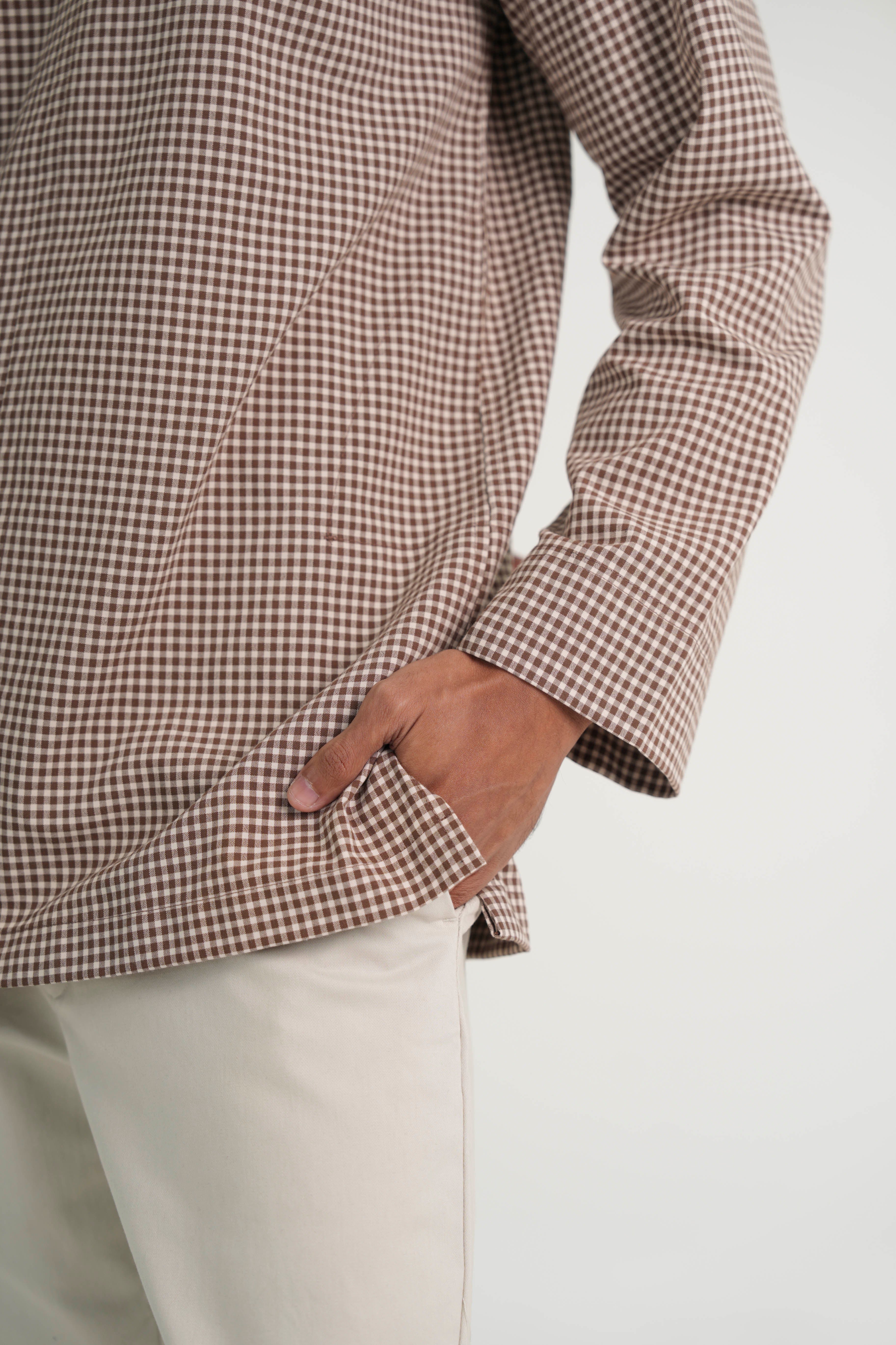 Jalenan Modern Fit Top - Plaid Brown