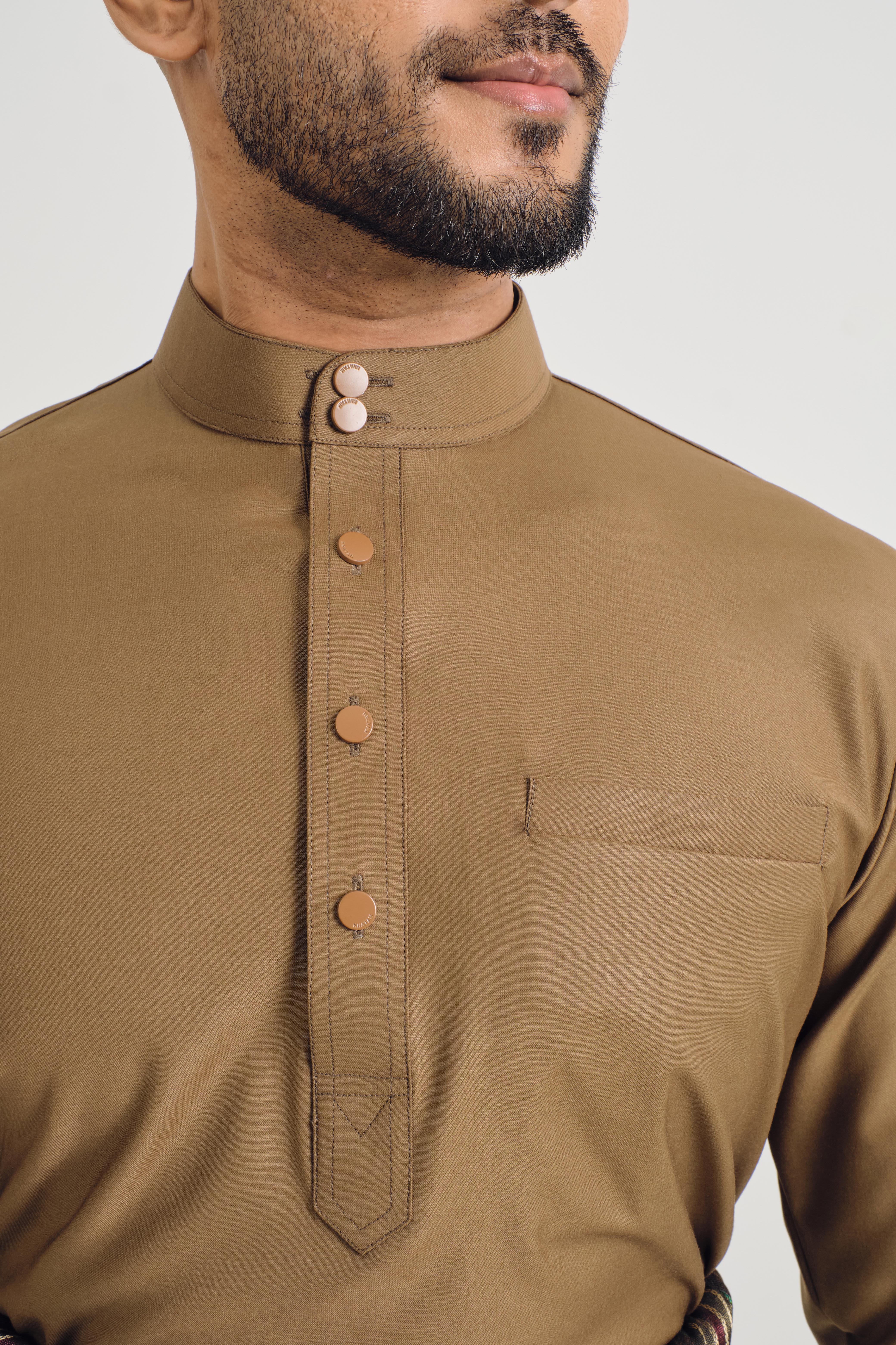 Patawali Baju Melayu Cekak Musang - Walnut
