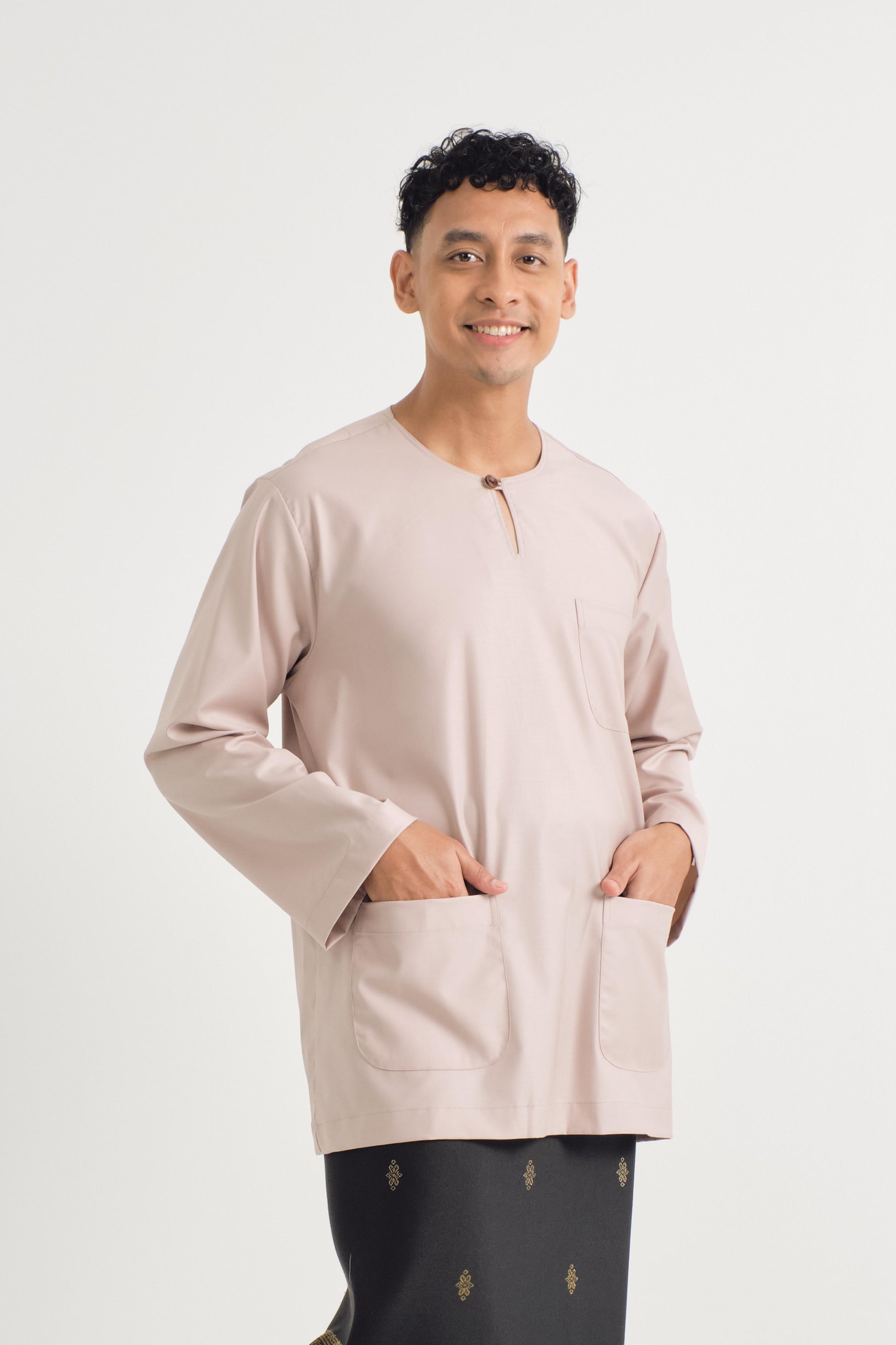 Patawali Classic Fit Baju Melayu Teluk Belanga - Warm Beige