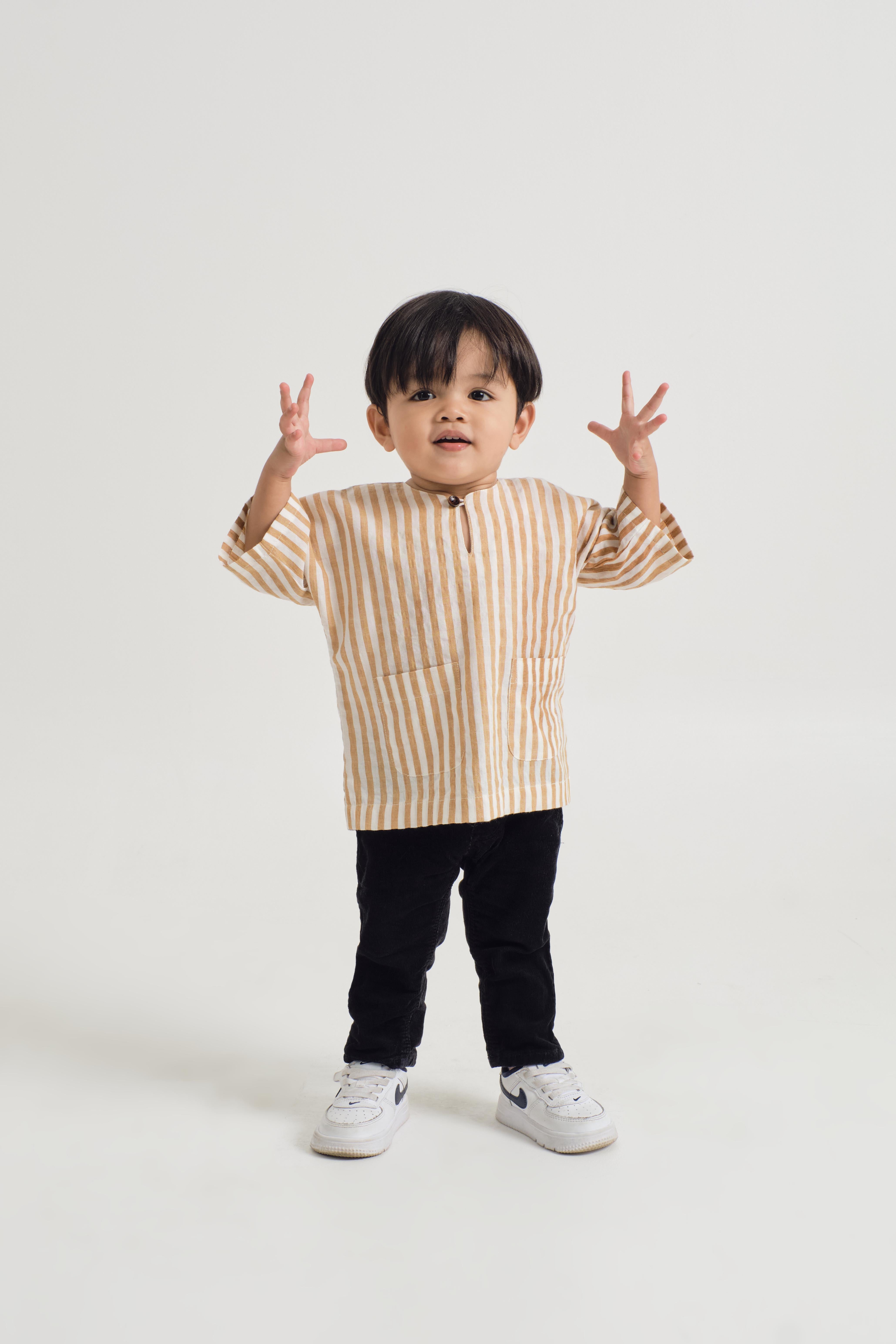 Pangku Baby Boys Top - Stripe Yellow