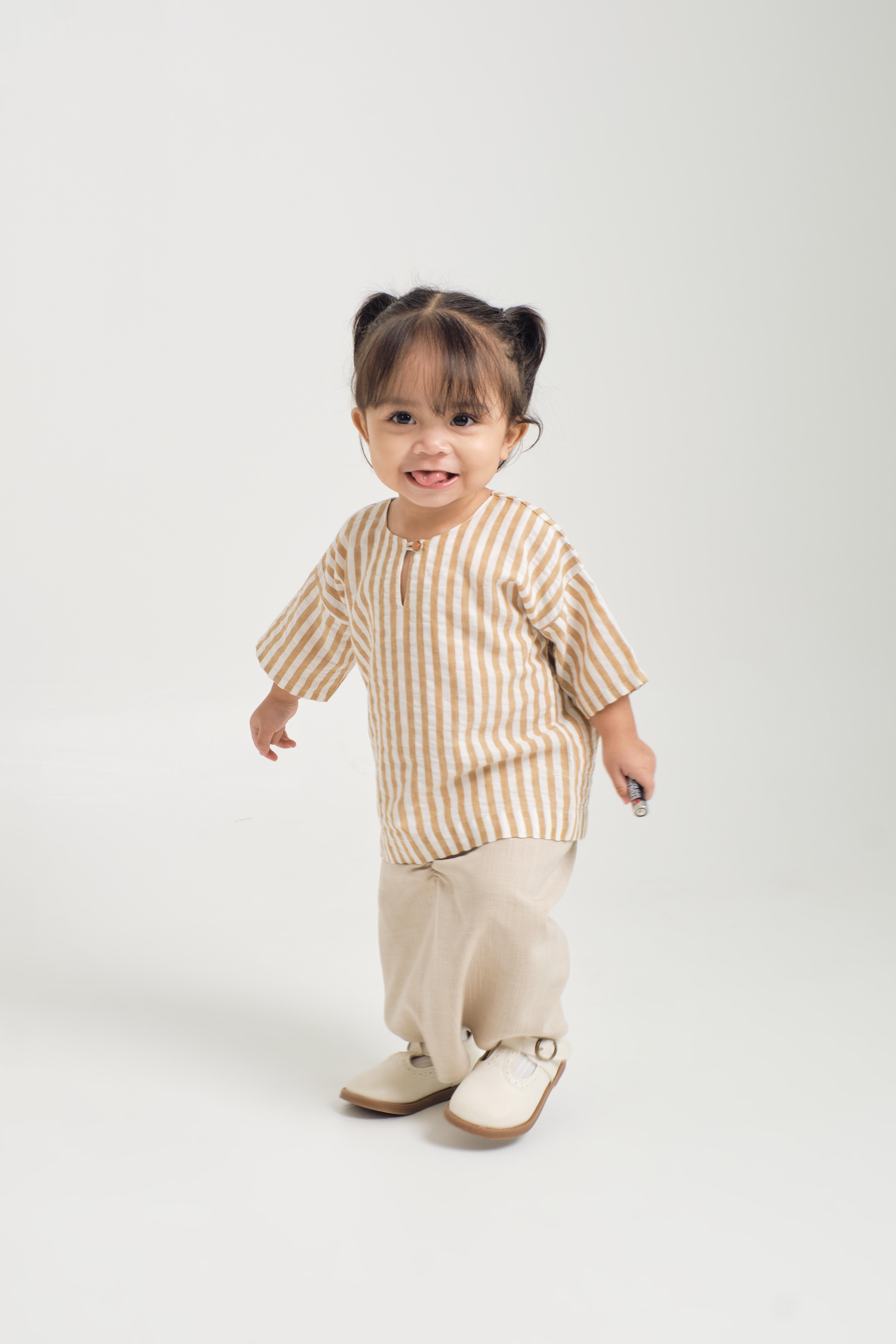 Pangku Baby Girls Kurung Kedah - Stripe Yellow