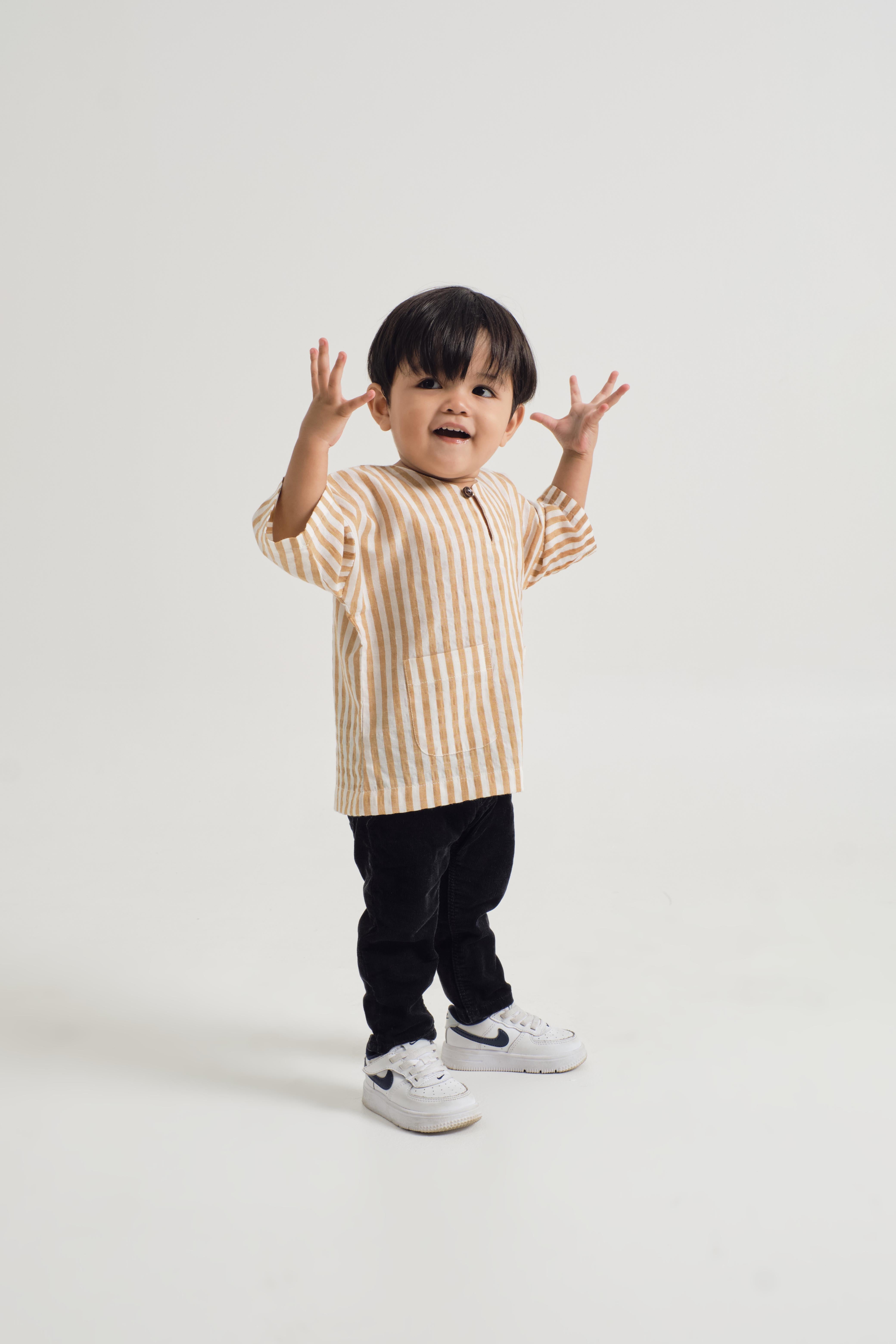 Pangku Baby Boys Top - Stripe Yellow