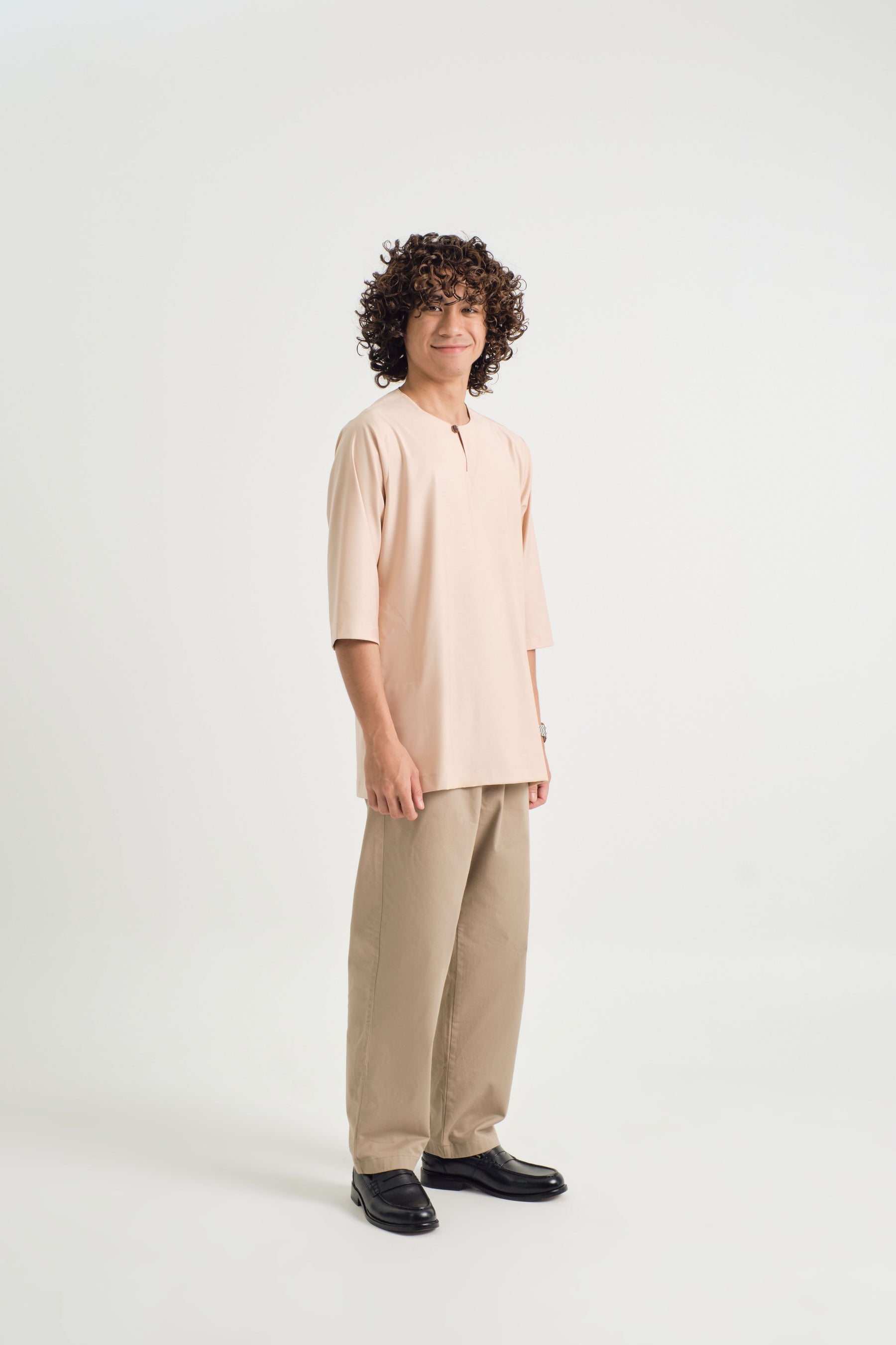 Patawali Three Quarter Sleeve Top - Soft Peach