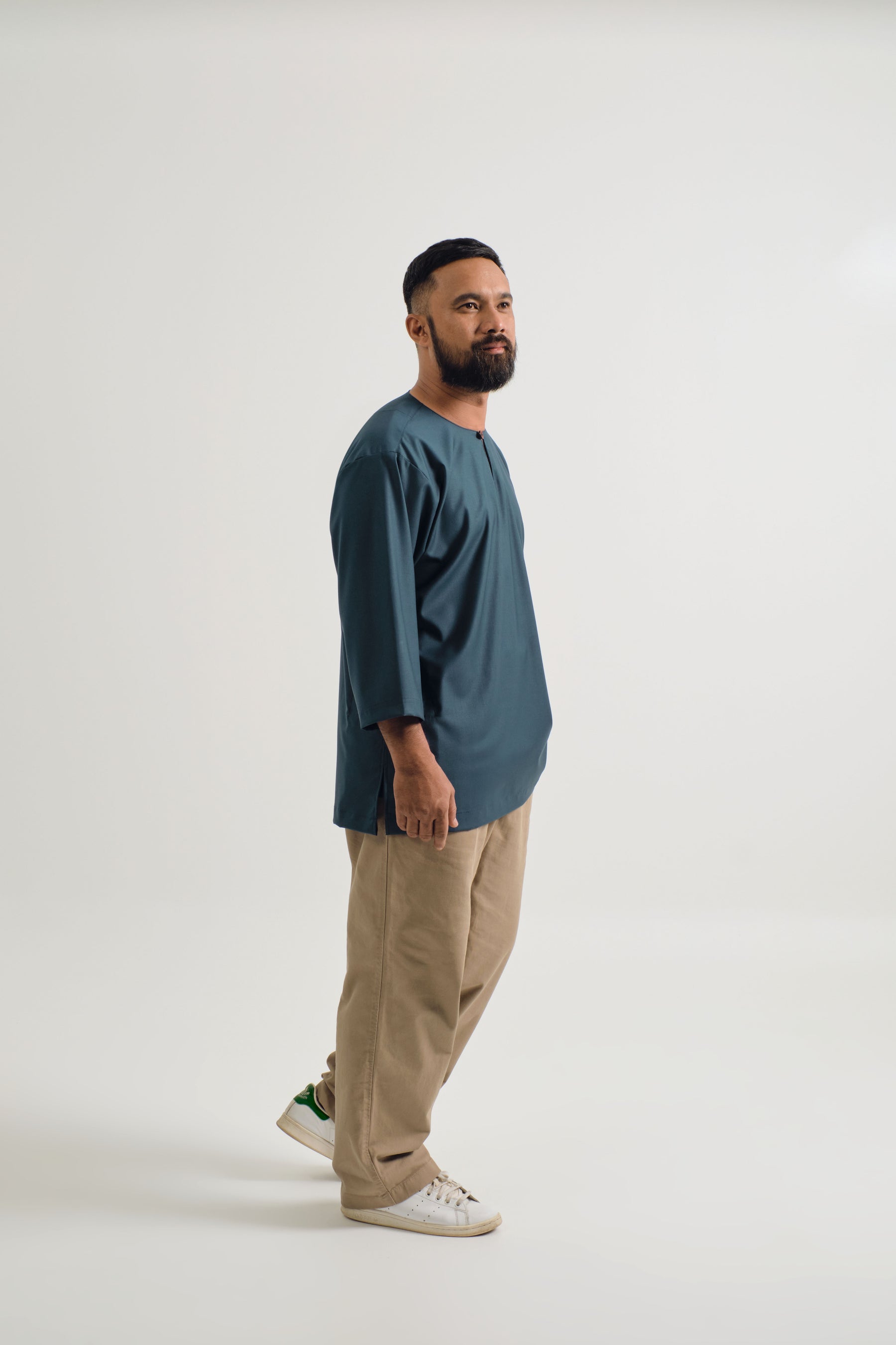 Patawali Three Quarter Sleeve Top - Peacock Green