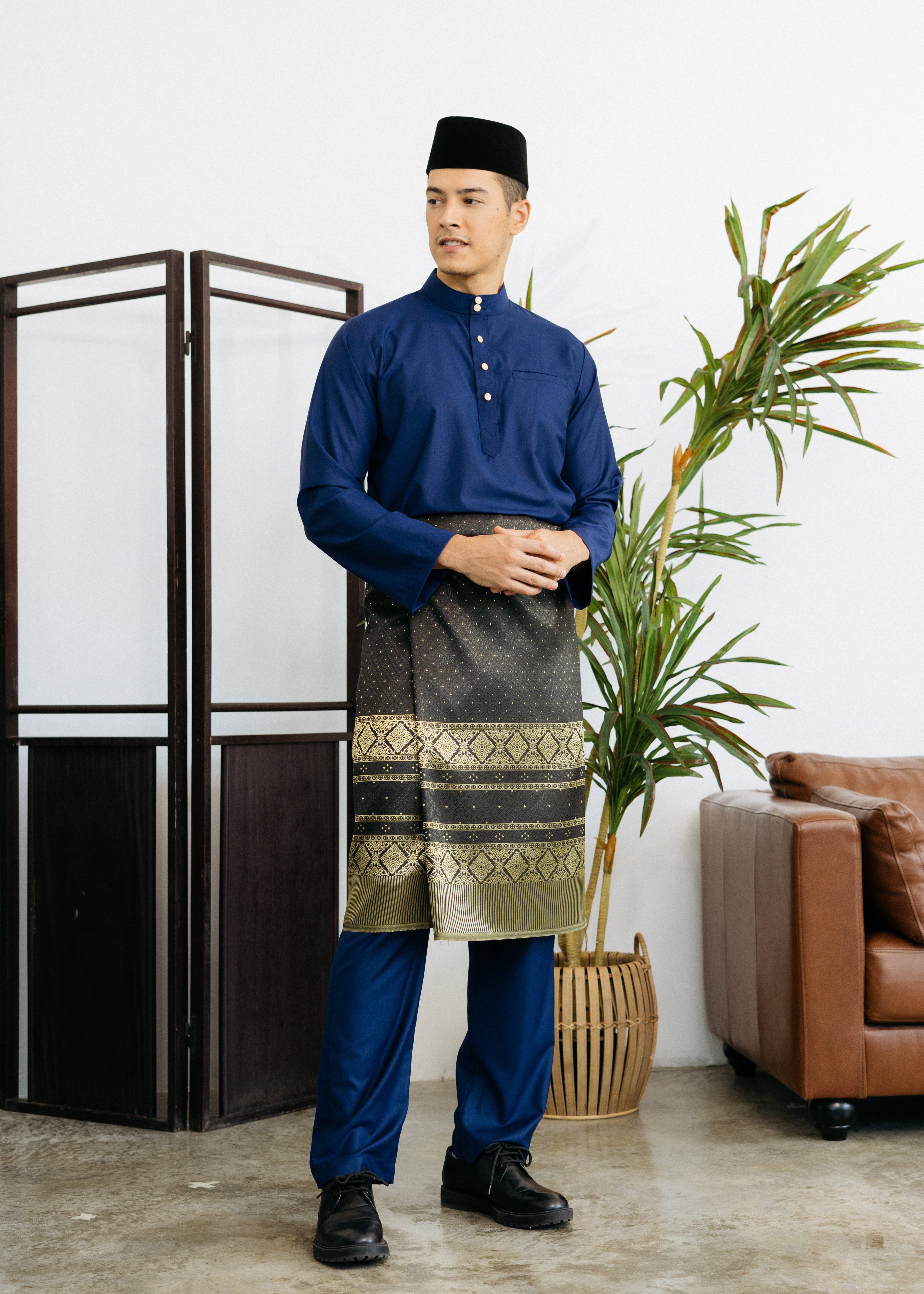 Patawali Baju Melayu Cekak Musang Navy Blue