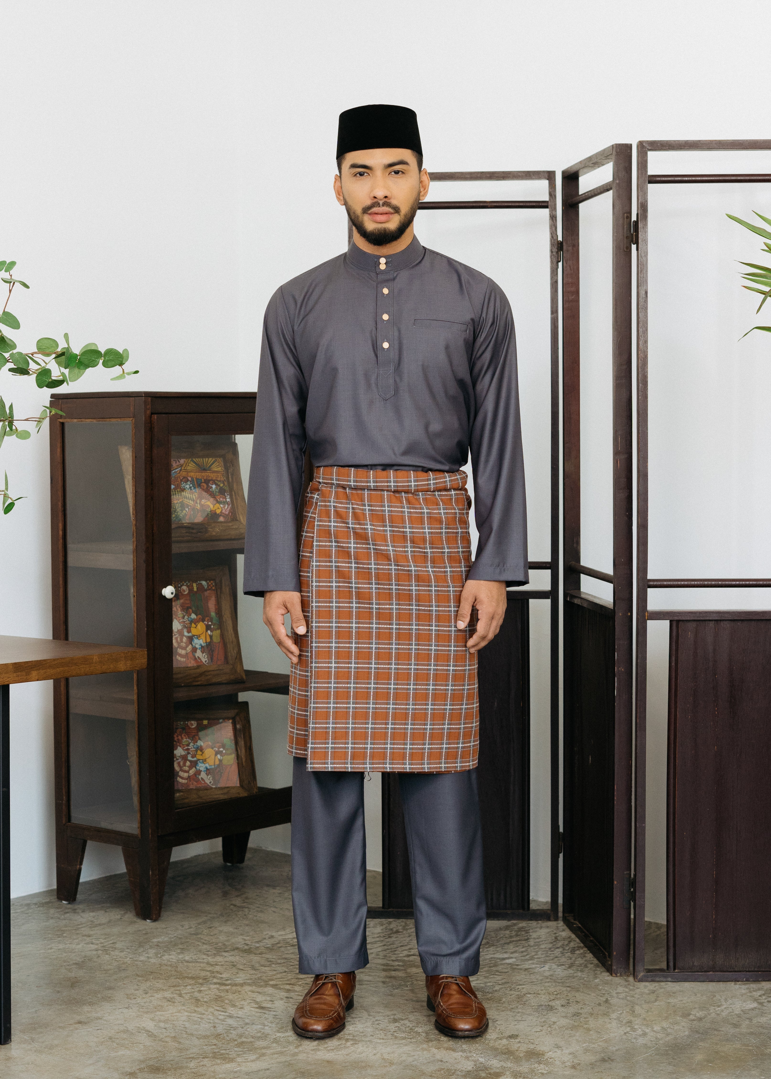 Patawali Baju Melayu Cekak Musang Iron Grey