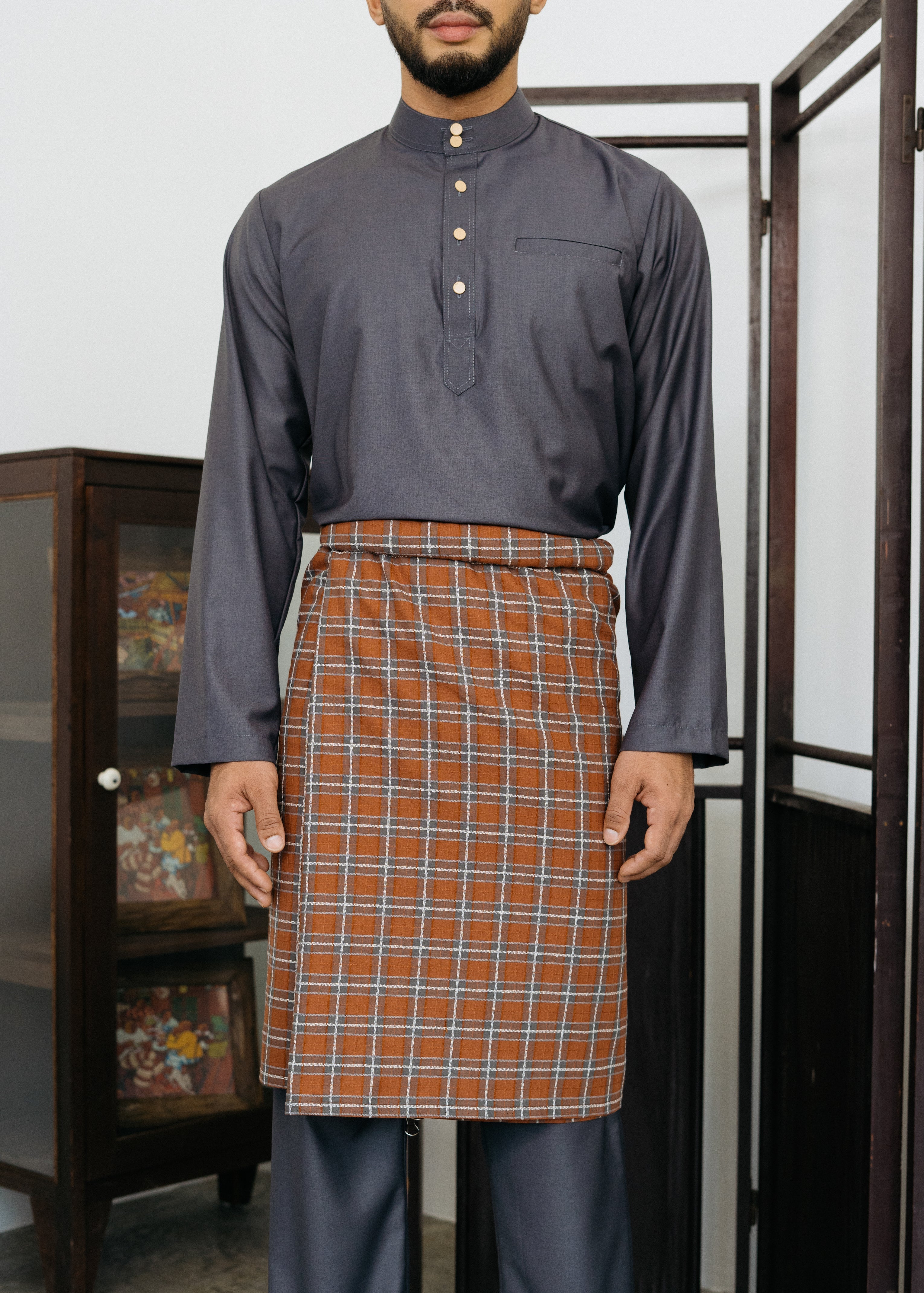 Patawali Baju Melayu Cekak Musang Iron Grey