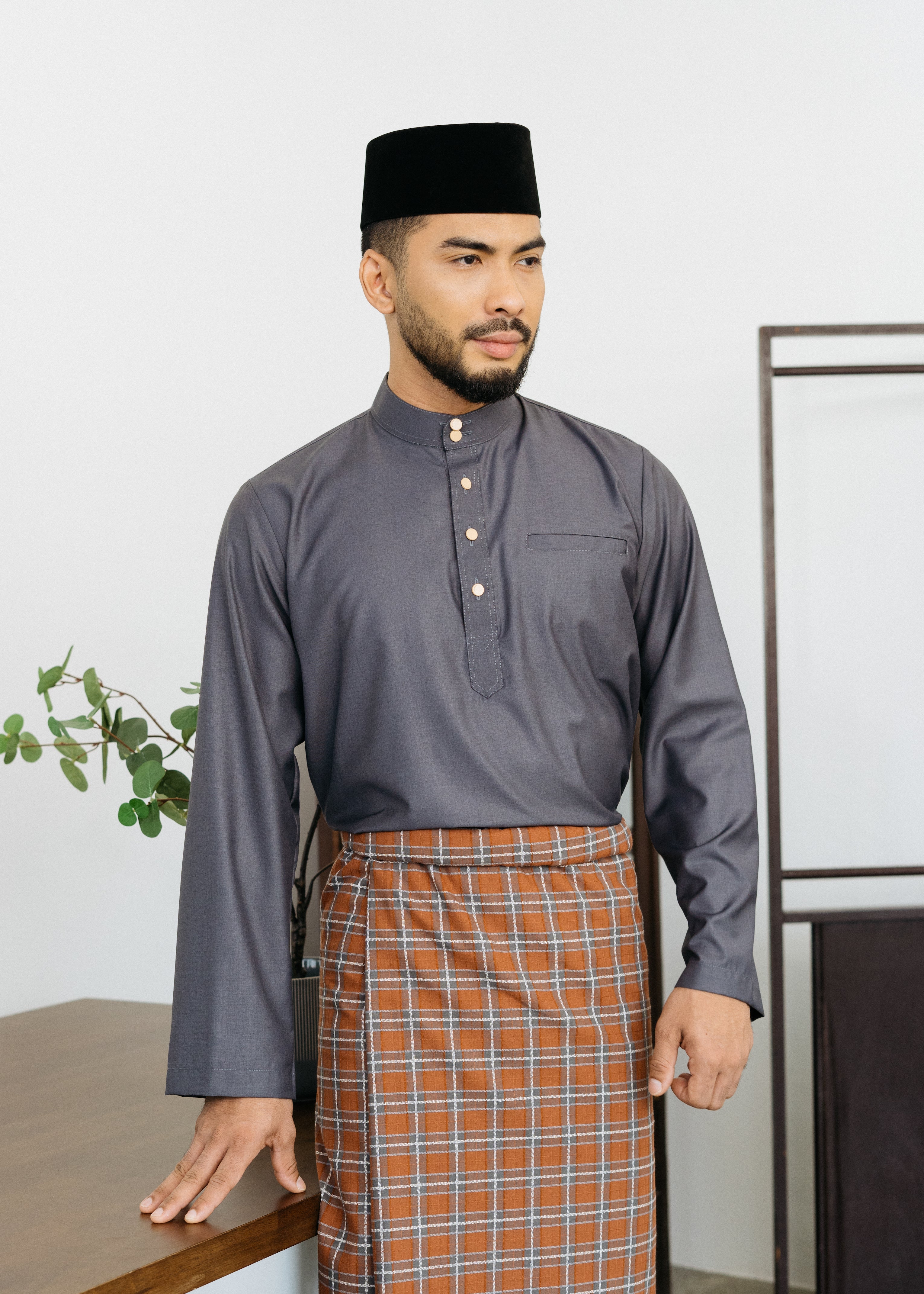 Patawali Baju Melayu Cekak Musang Iron Grey